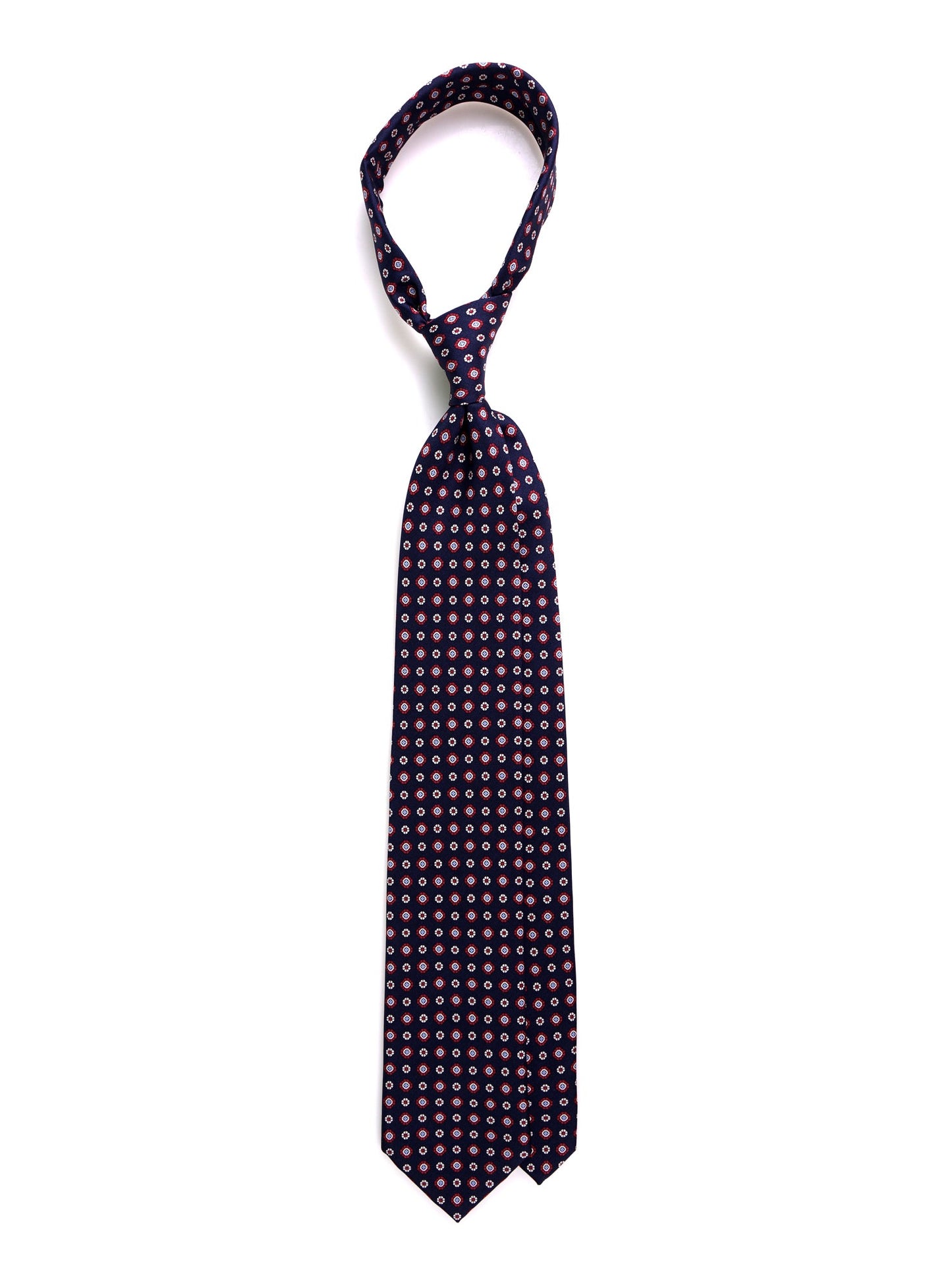 Cravatta 3 pieghe ANGEL in seta stampata blu navy