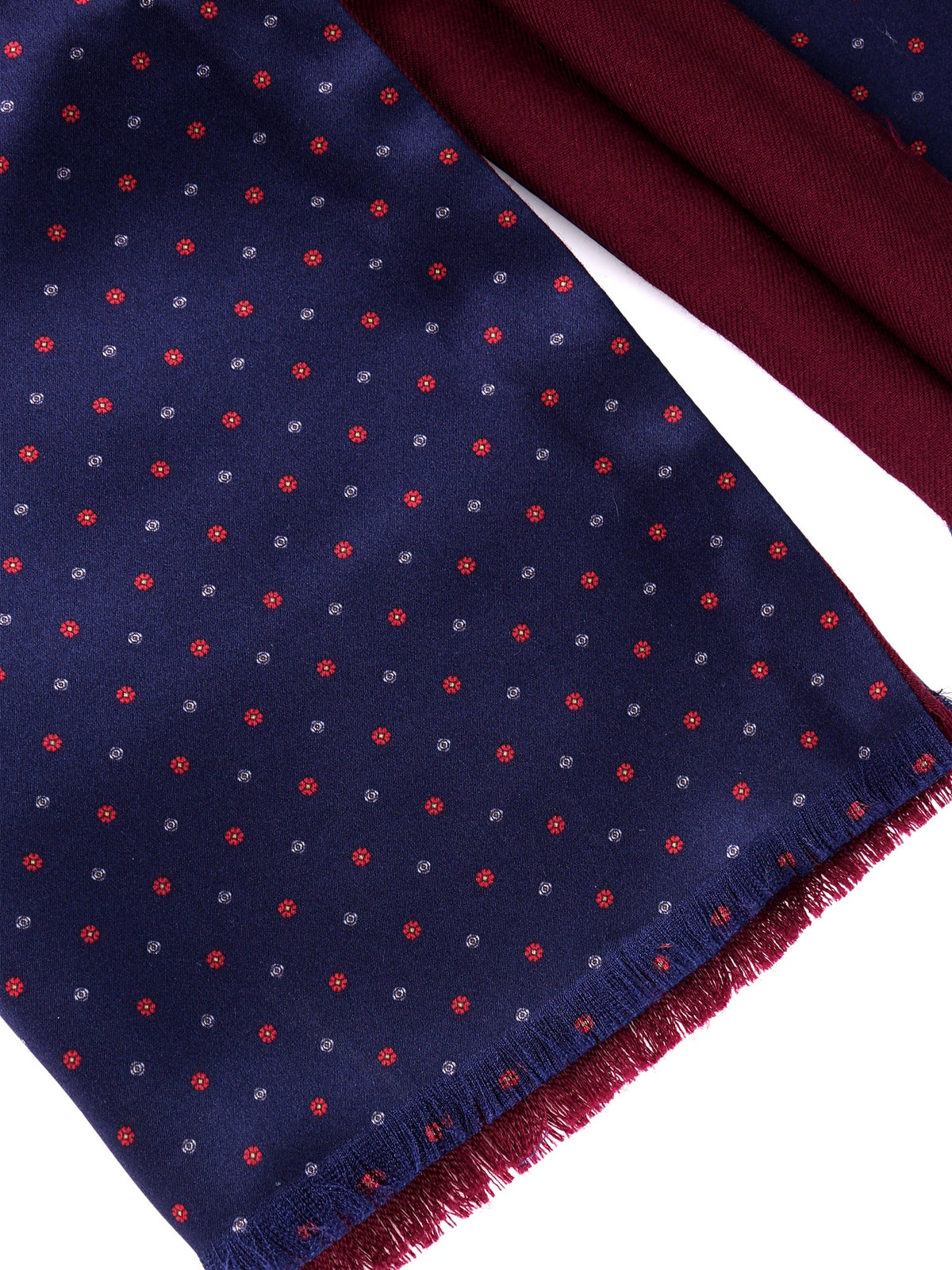 ANTONI navy blue double-faced printed silk\wool scarf