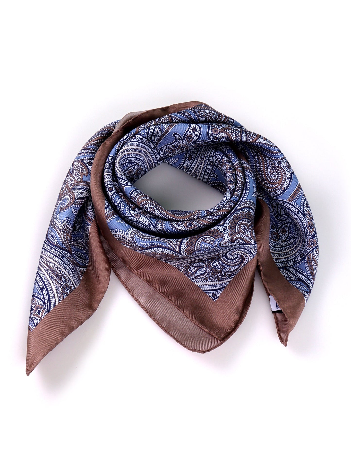 ARABESQUE sky blue printed silk foulard