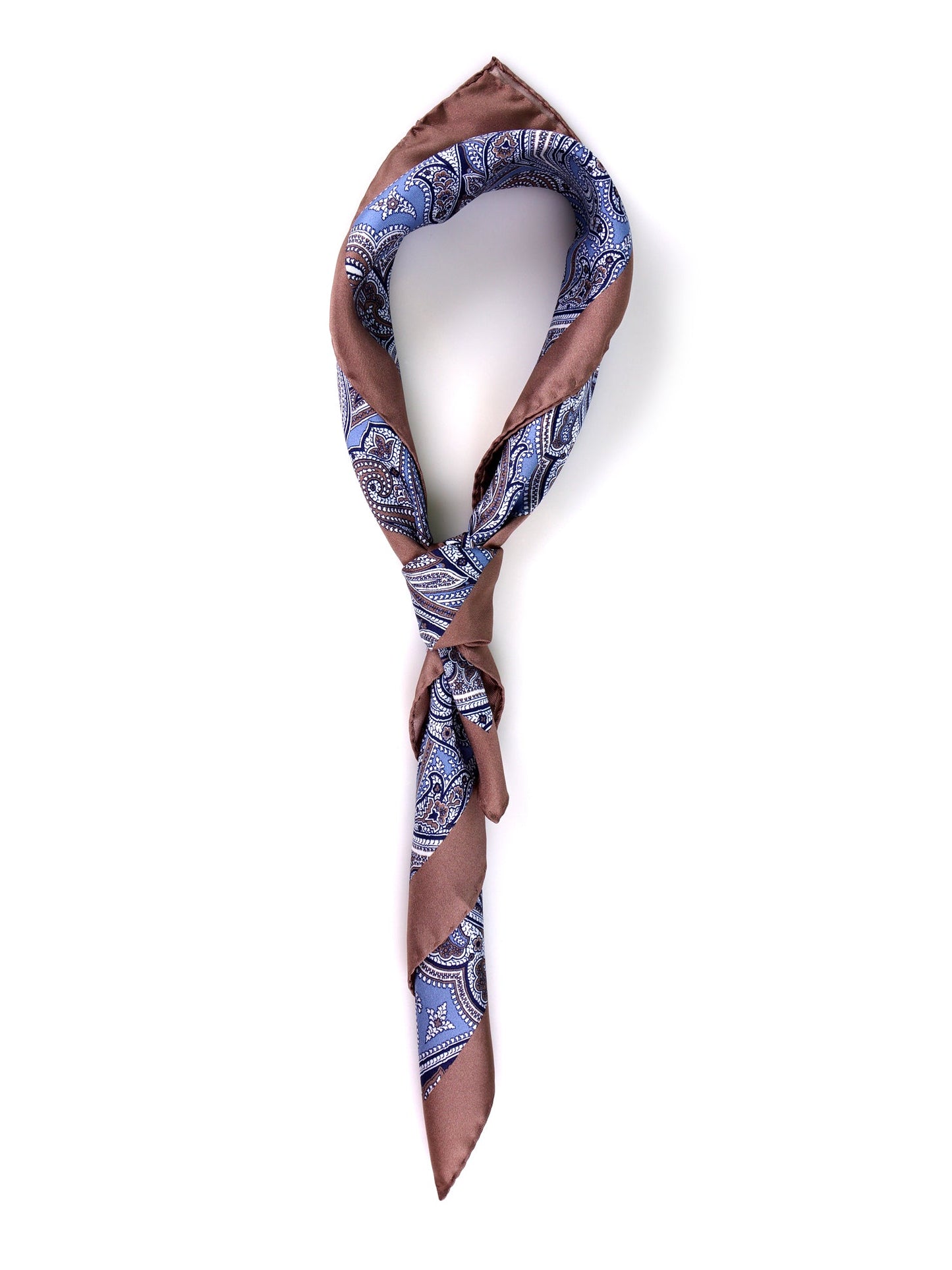 ARABESQUE sky blue printed silk foulard