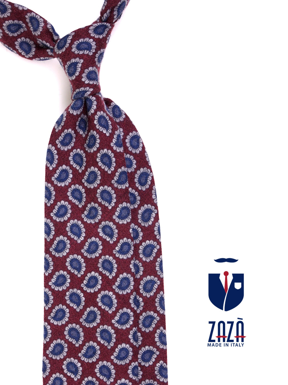 Burgundy pure wool 3 fold tie ARCHER