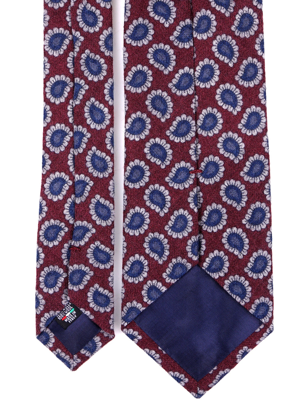 Burgundy pure wool 3 fold tie ARCHER