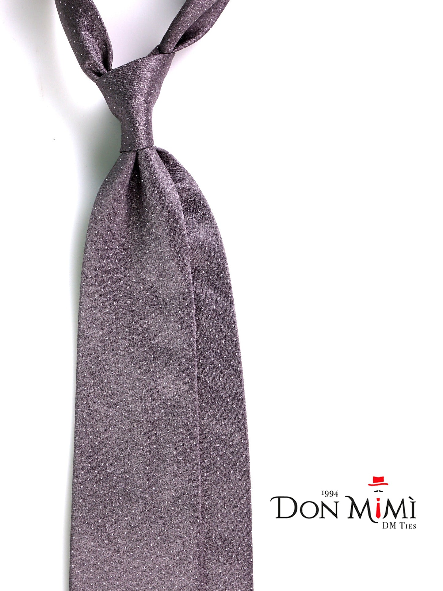 3 Fold Tie silver grey woven silk