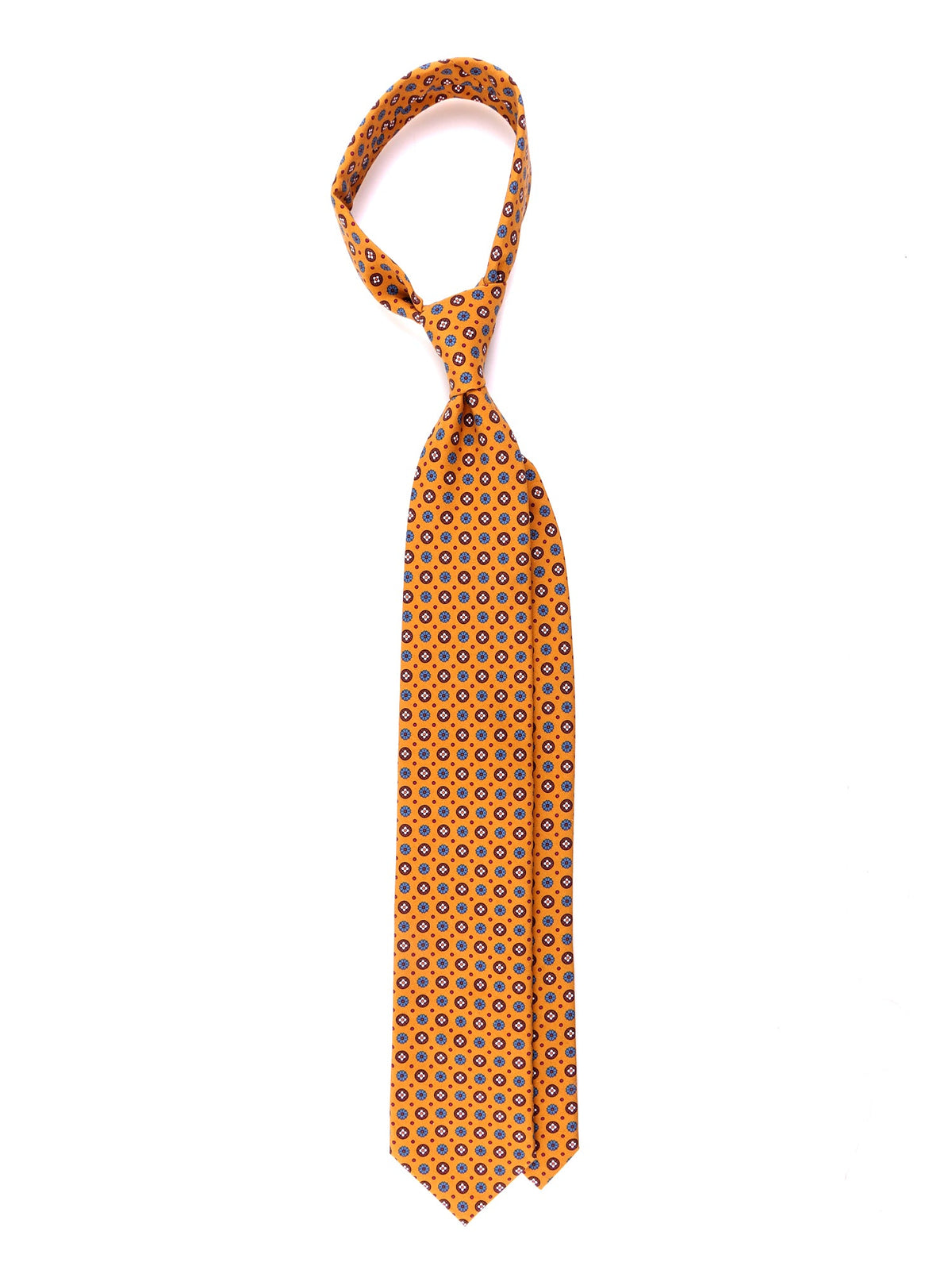 ARMAS ochre 3-fold tie in madder silk
