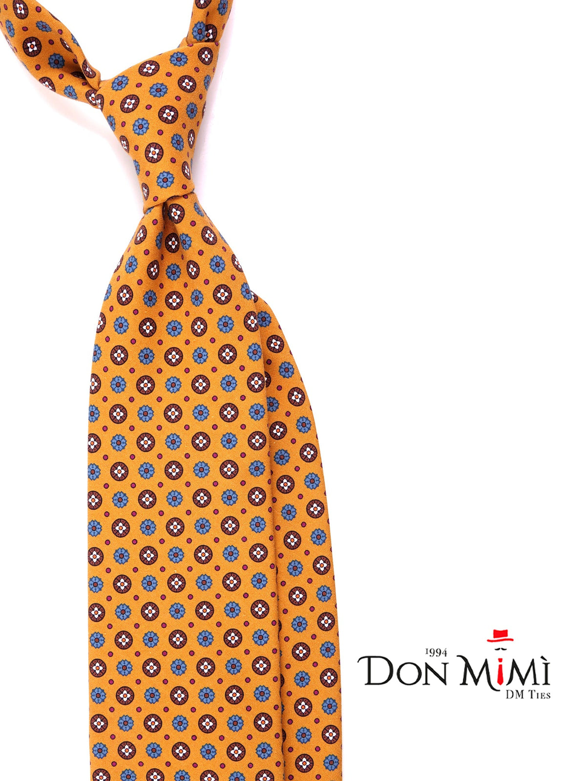 ARMAS ochre 3-fold tie in madder silk