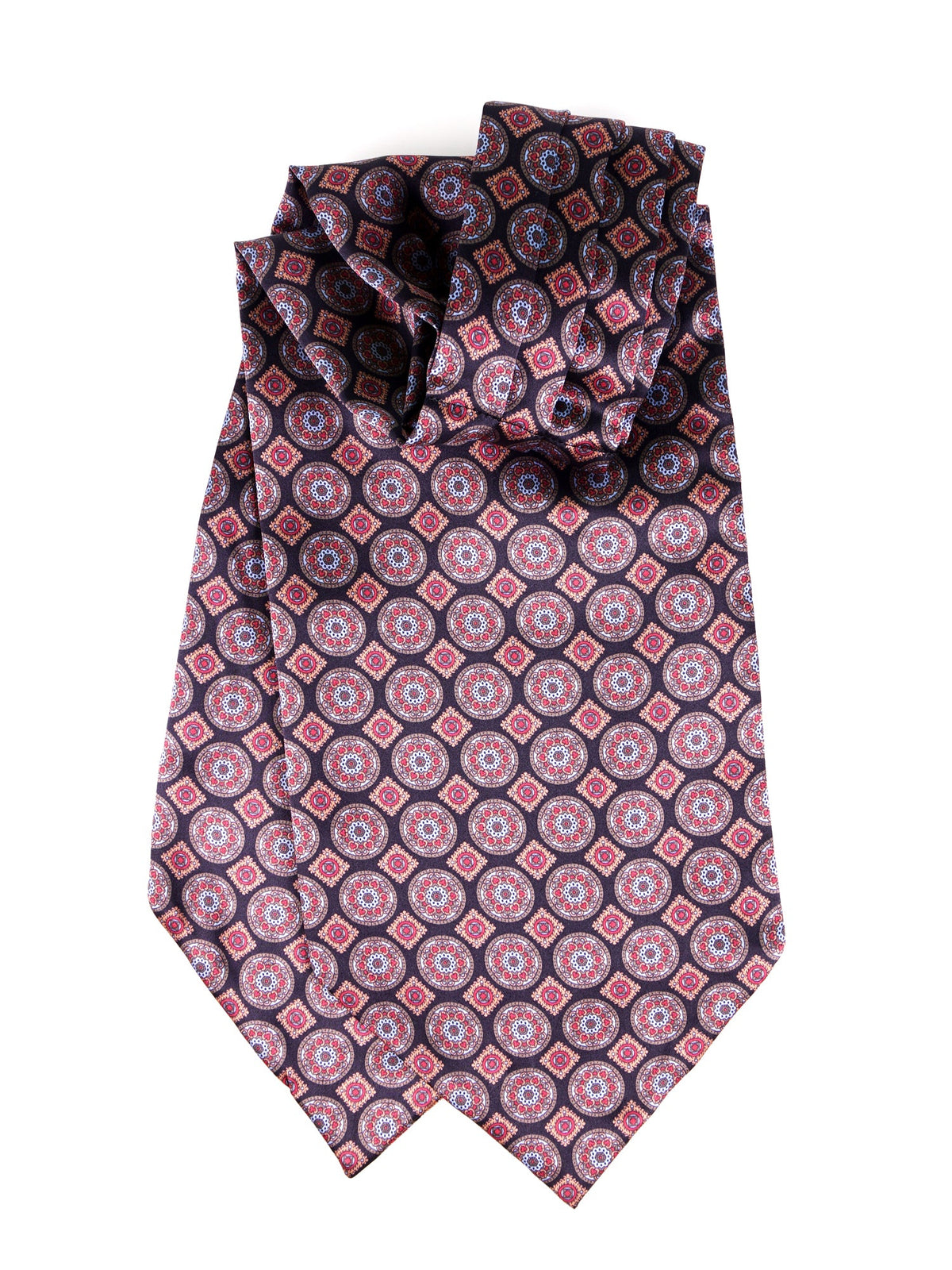 SAMMIT black double-pointed printed satin silk ascot