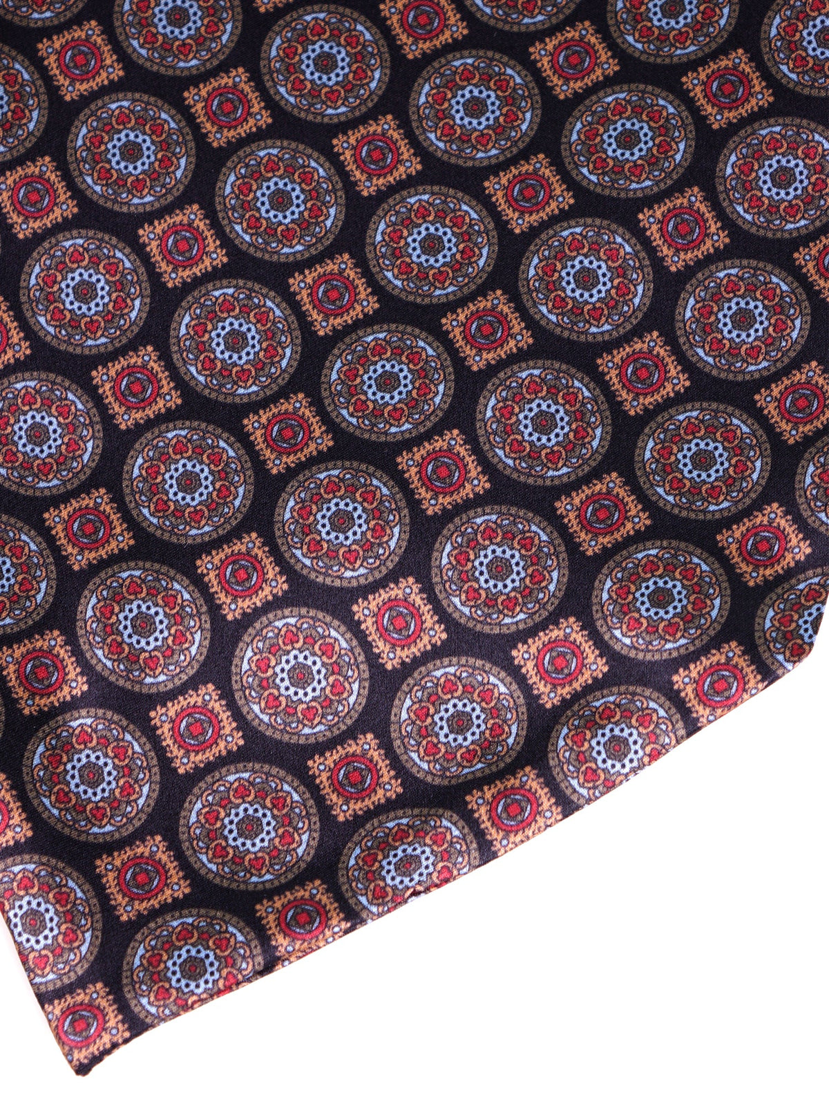 SAMMIT black double-pointed printed satin silk ascot