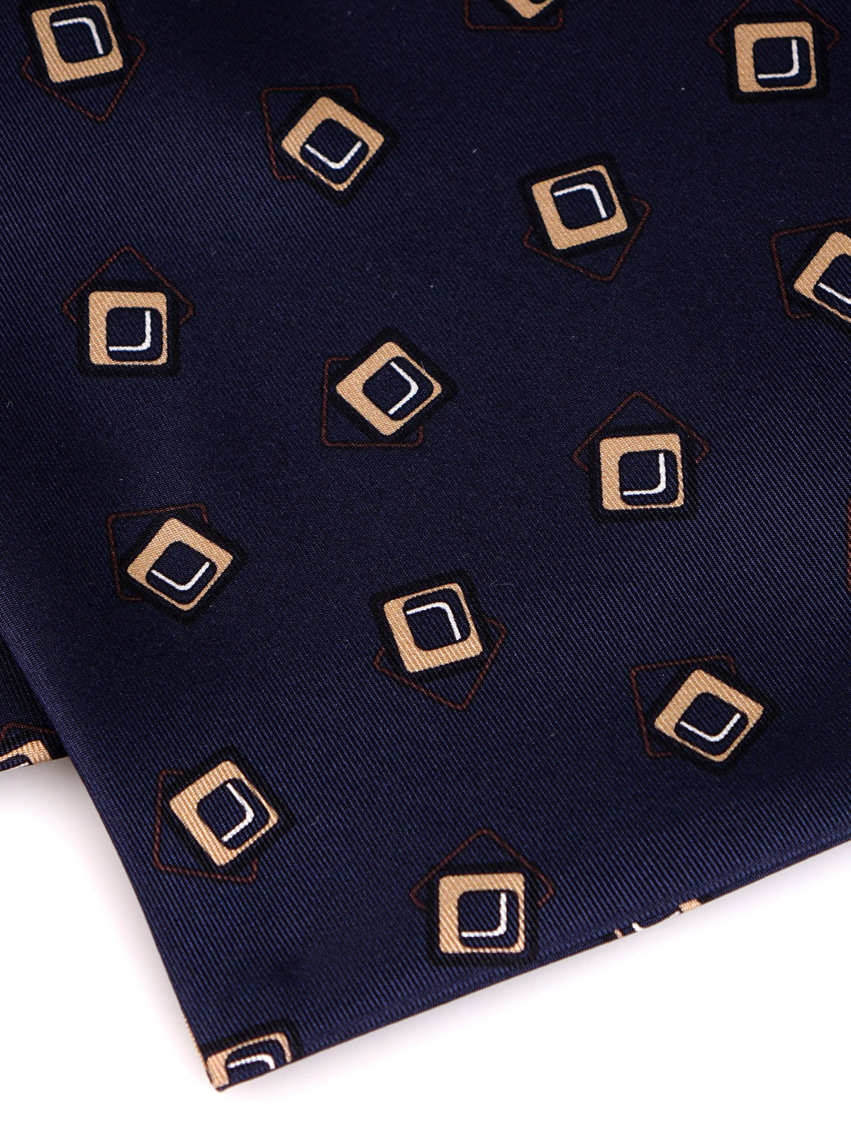 DOMINO double-pointed ascot in navy blue printed silk