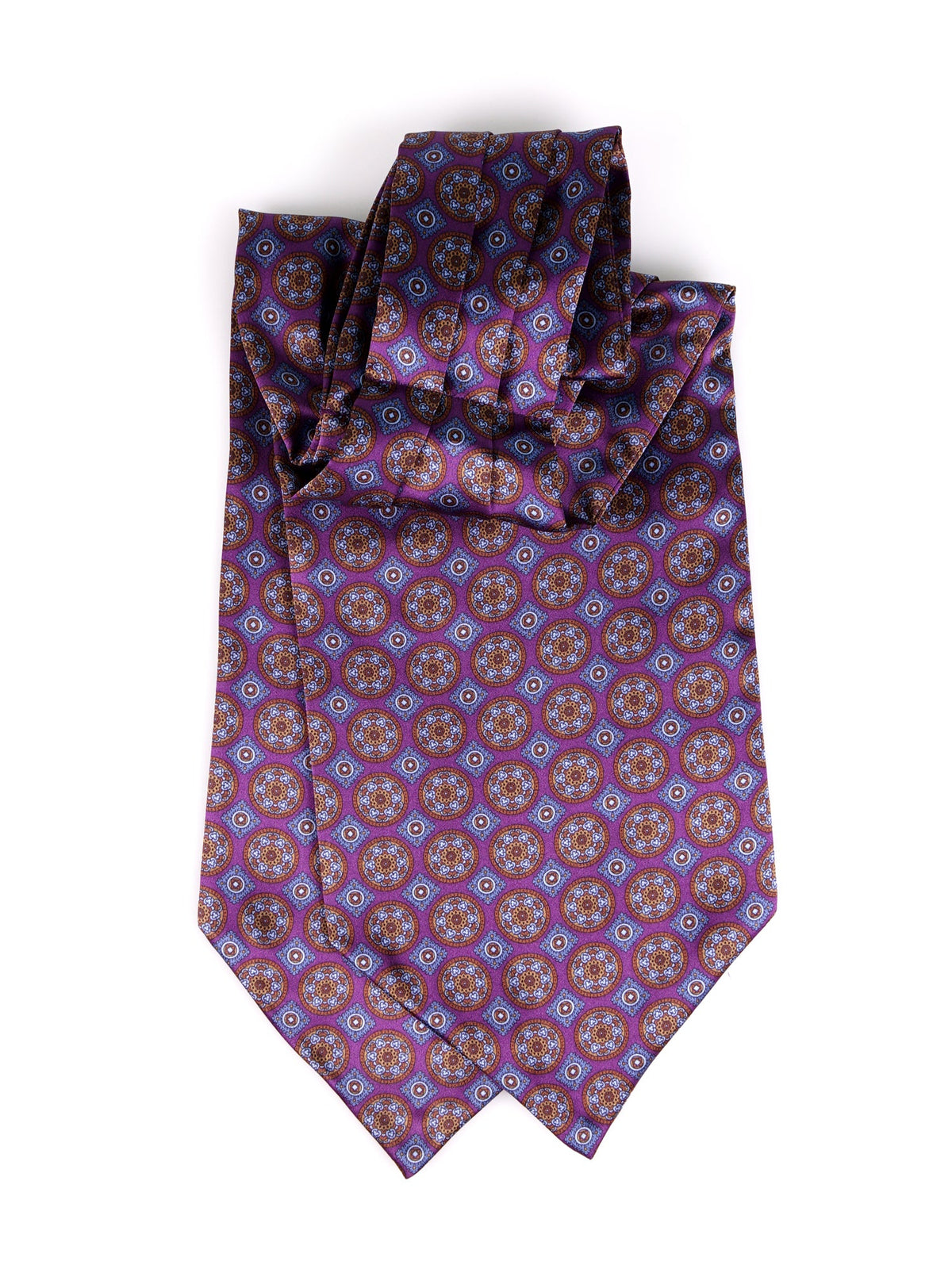 SAMMIT double-pointed purple printed silk satin ascot