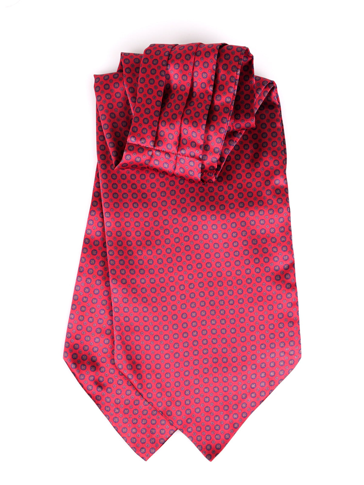 Red double-pointed ascot in printed silk satin DOMINK