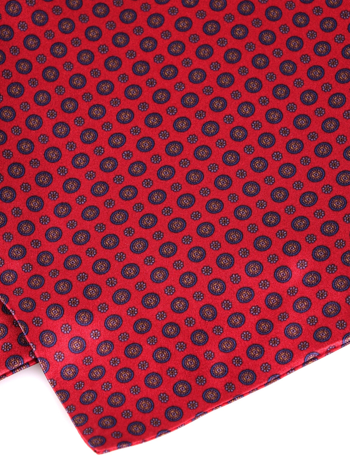 Red double-pointed ascot in printed silk satin DOMINK
