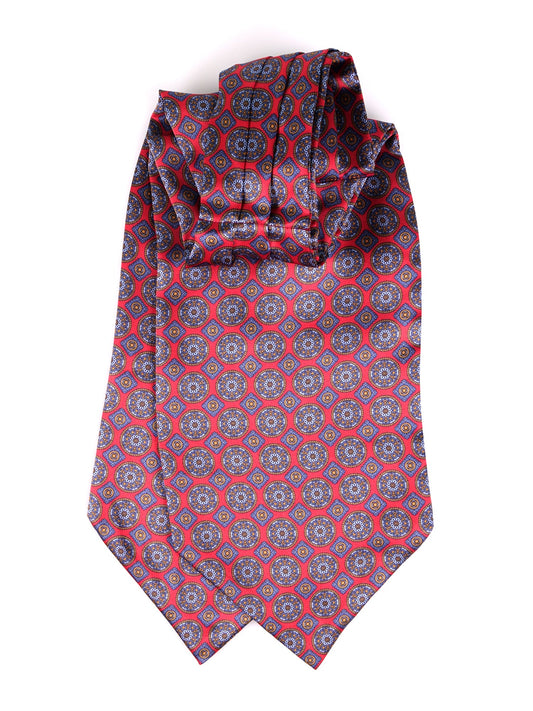 SAMMIT Red double-pointed printed silk satin ascot