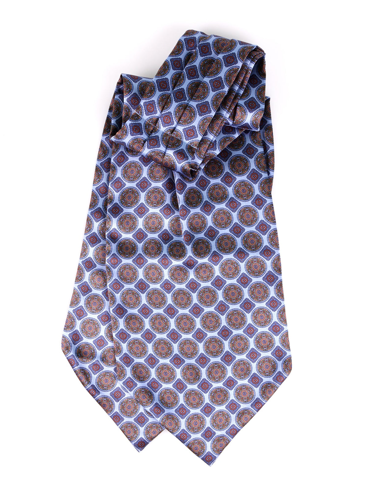 SAMMIT light blue printed silk satin double-pointed ascot