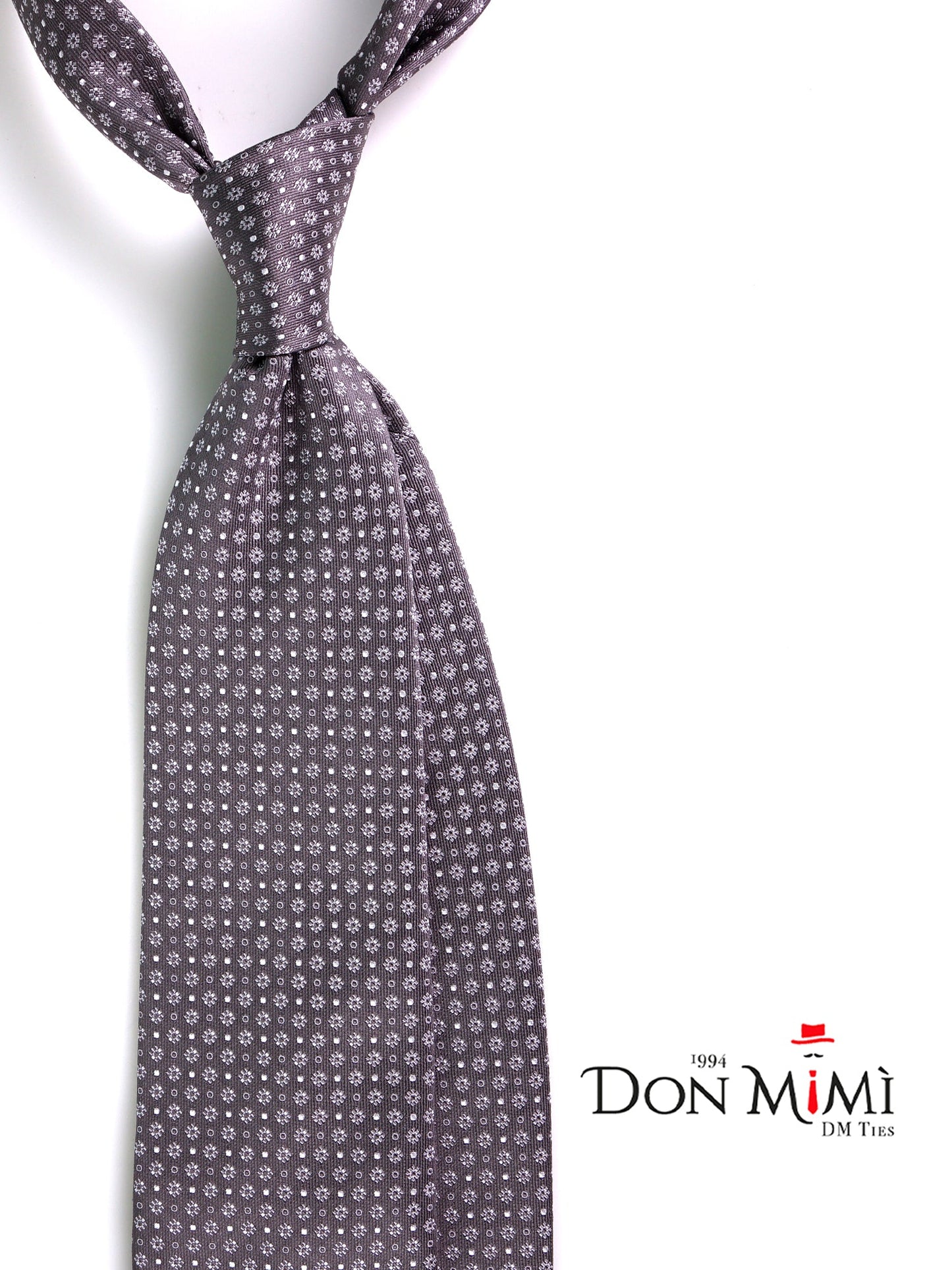 3 Fold grey AURA woven silk tie