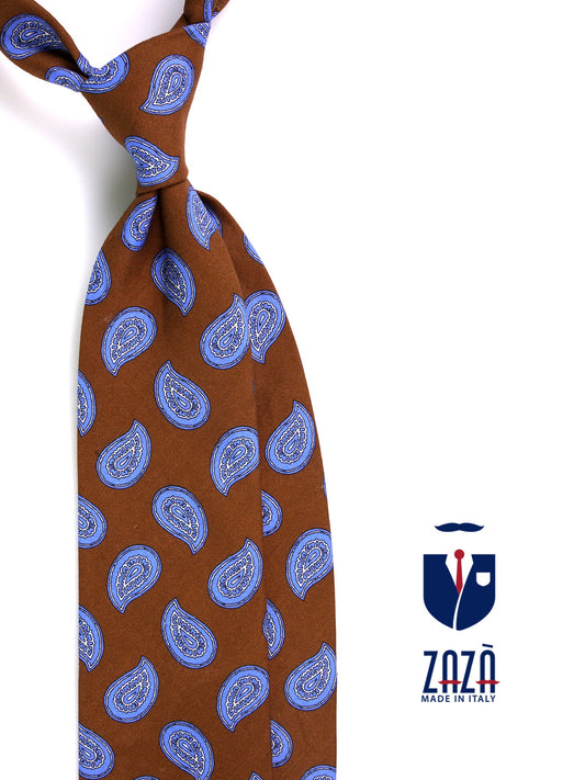 3-fold unlined tie BANE silk\linen light brown