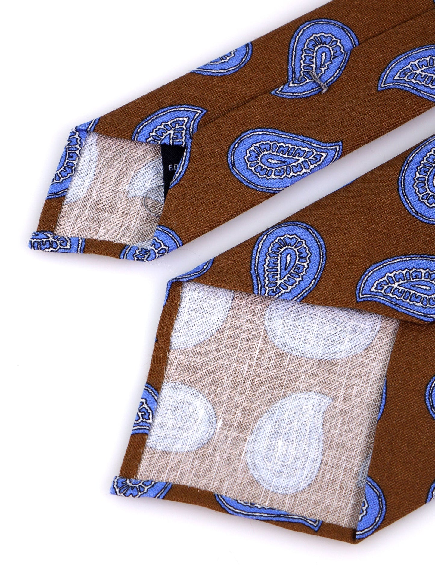 3-fold unlined tie BANE silk\linen light brown