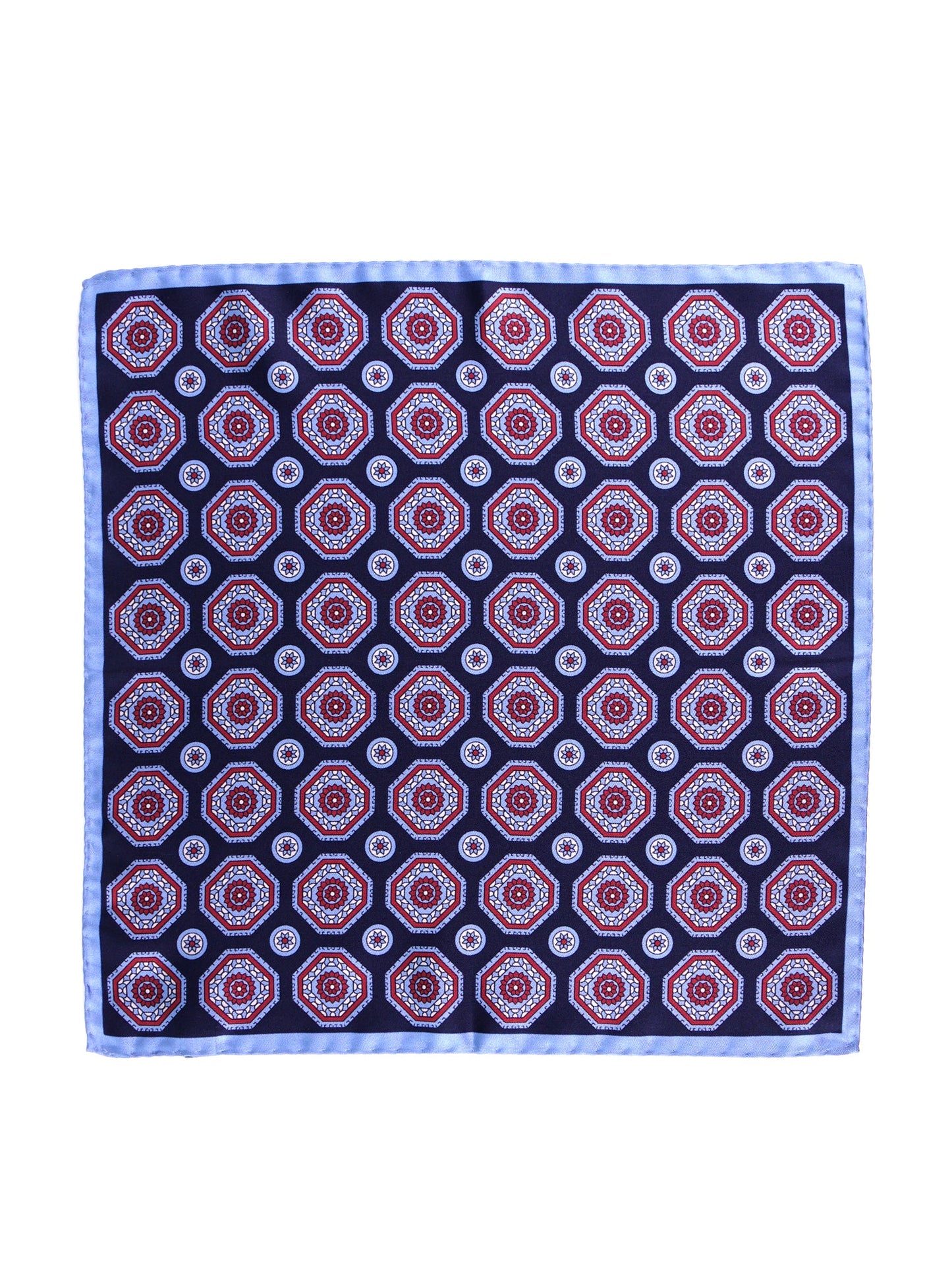 BARABA blue printed silk pocket square