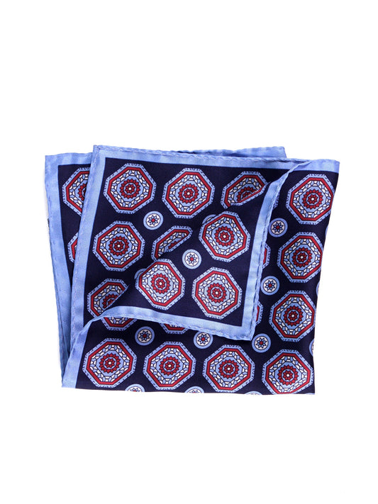 BARABA blue printed silk pocket square