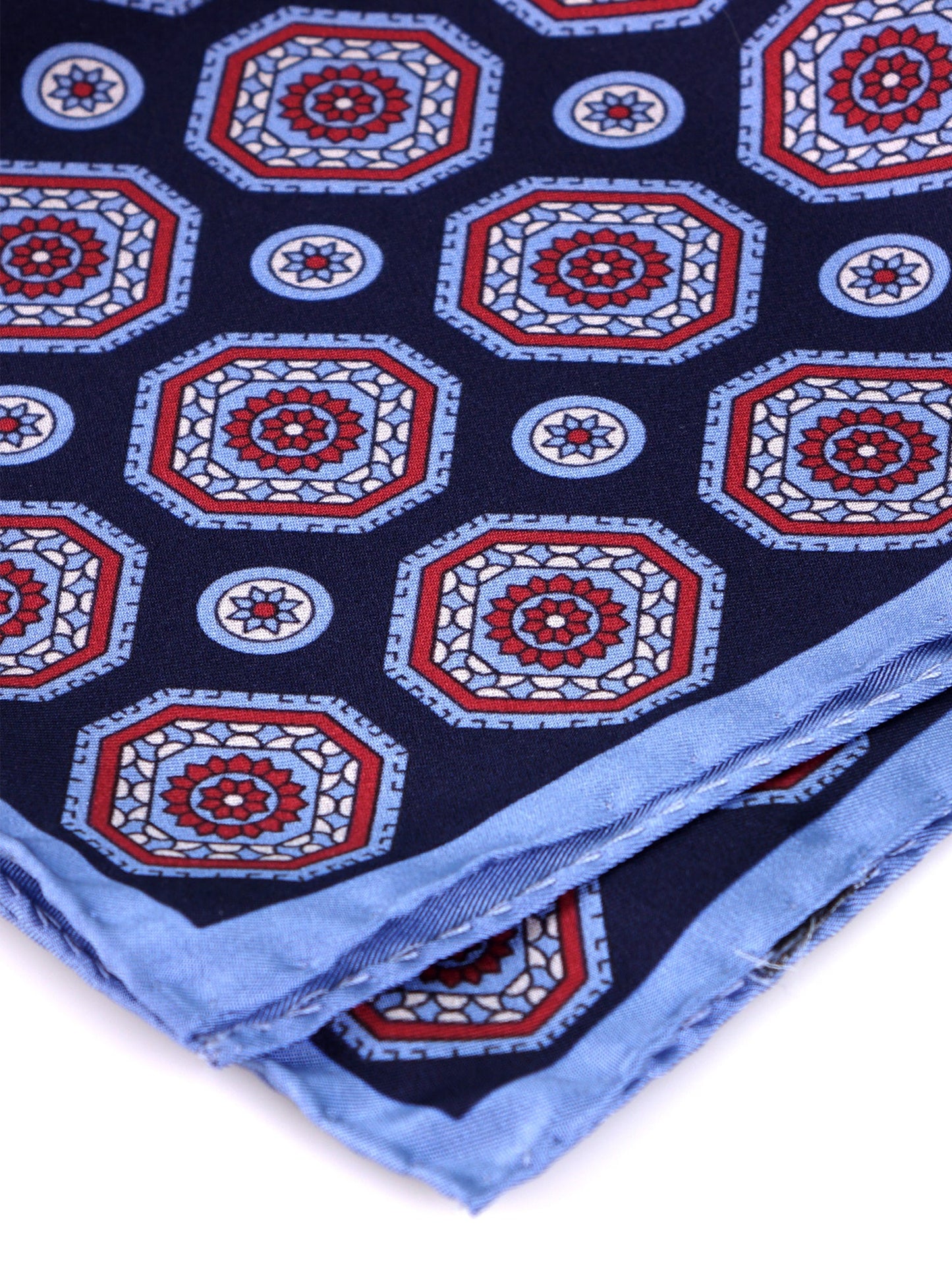 BARABA blue printed silk pocket square
