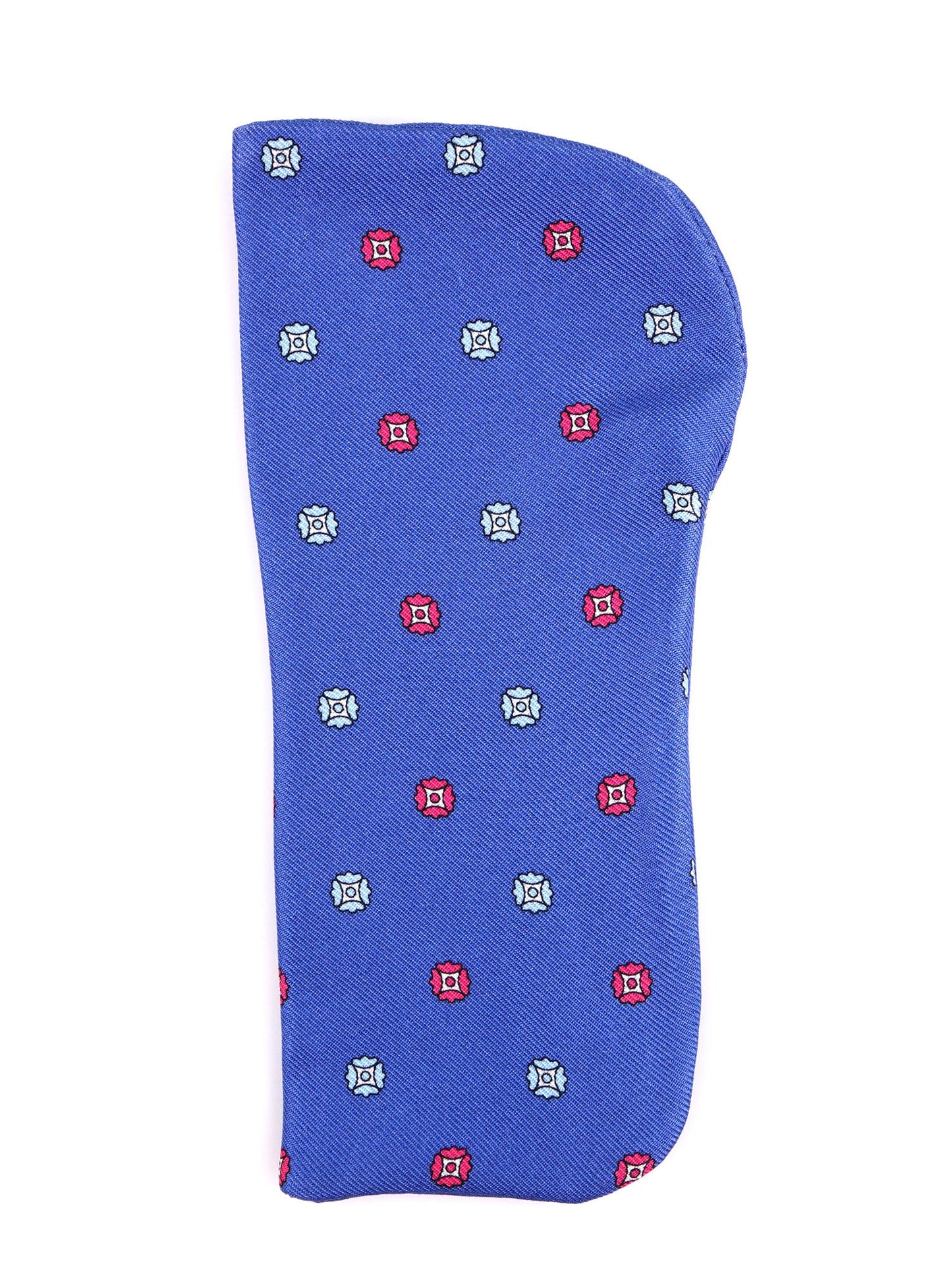 BARBON aviation blue glasses case in English printed silk