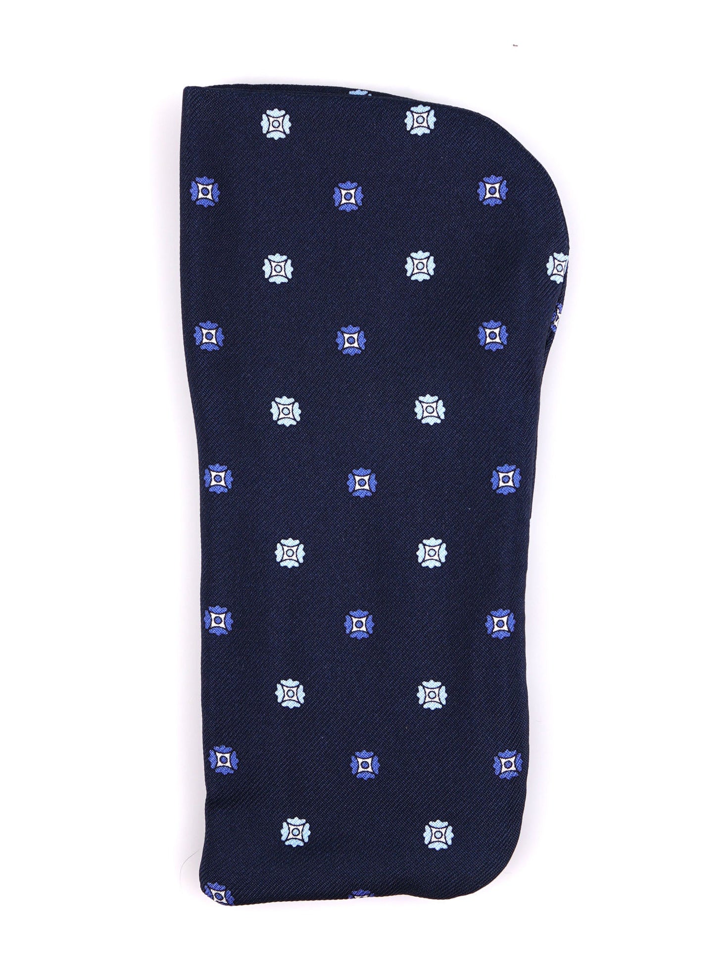 BARBON navy blue glasses case in English printed silk
