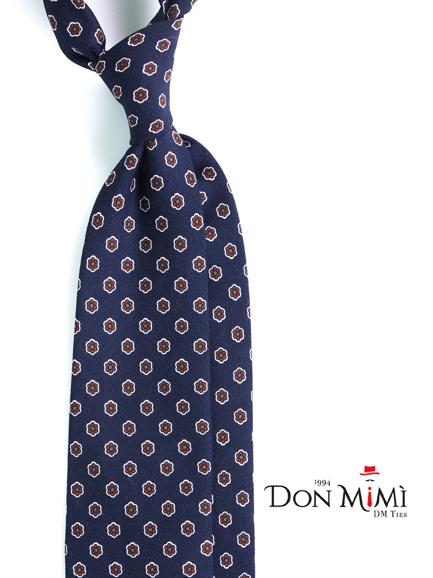 BARBUTI 3-fold tie in blue printed wool challis