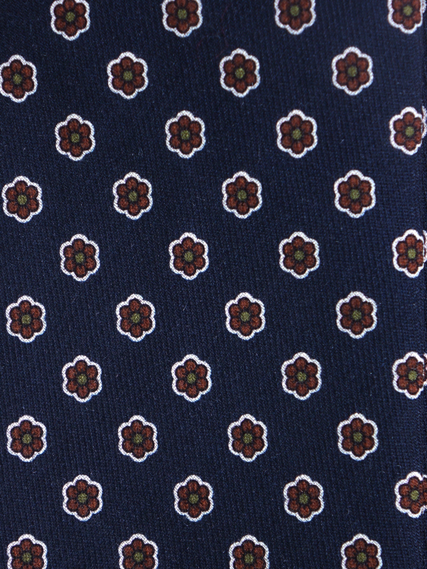 BARBUTI 3-fold tie in navy blue printed challis wool