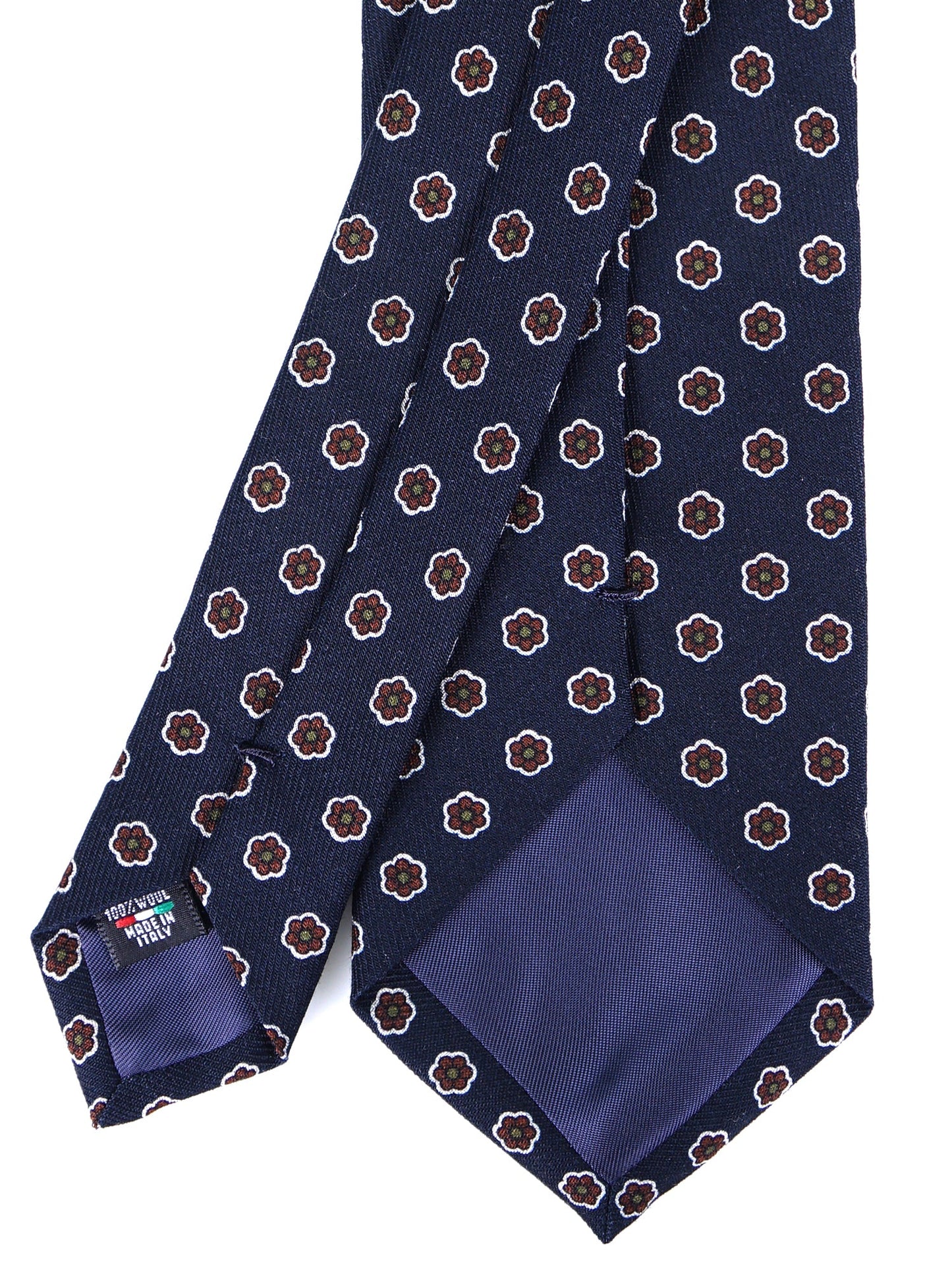 BARBUTI 3-fold tie in blue printed wool challis