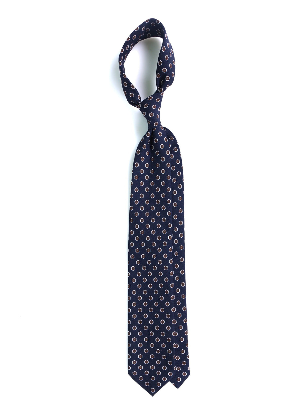 BARBUTI 3-fold tie in blue printed wool challis