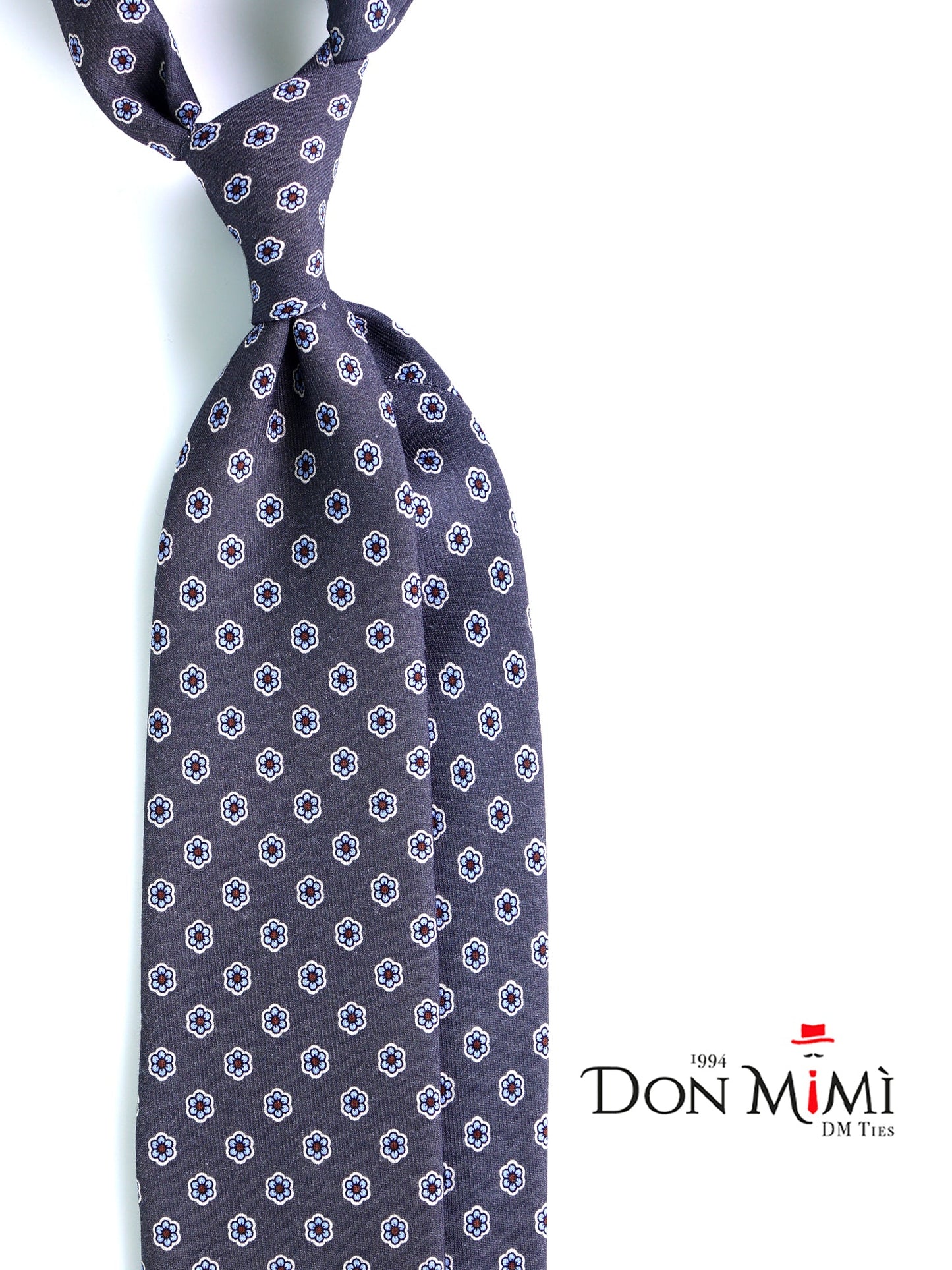 BARBUTI 3-fold tie in dark grey printed challis wool