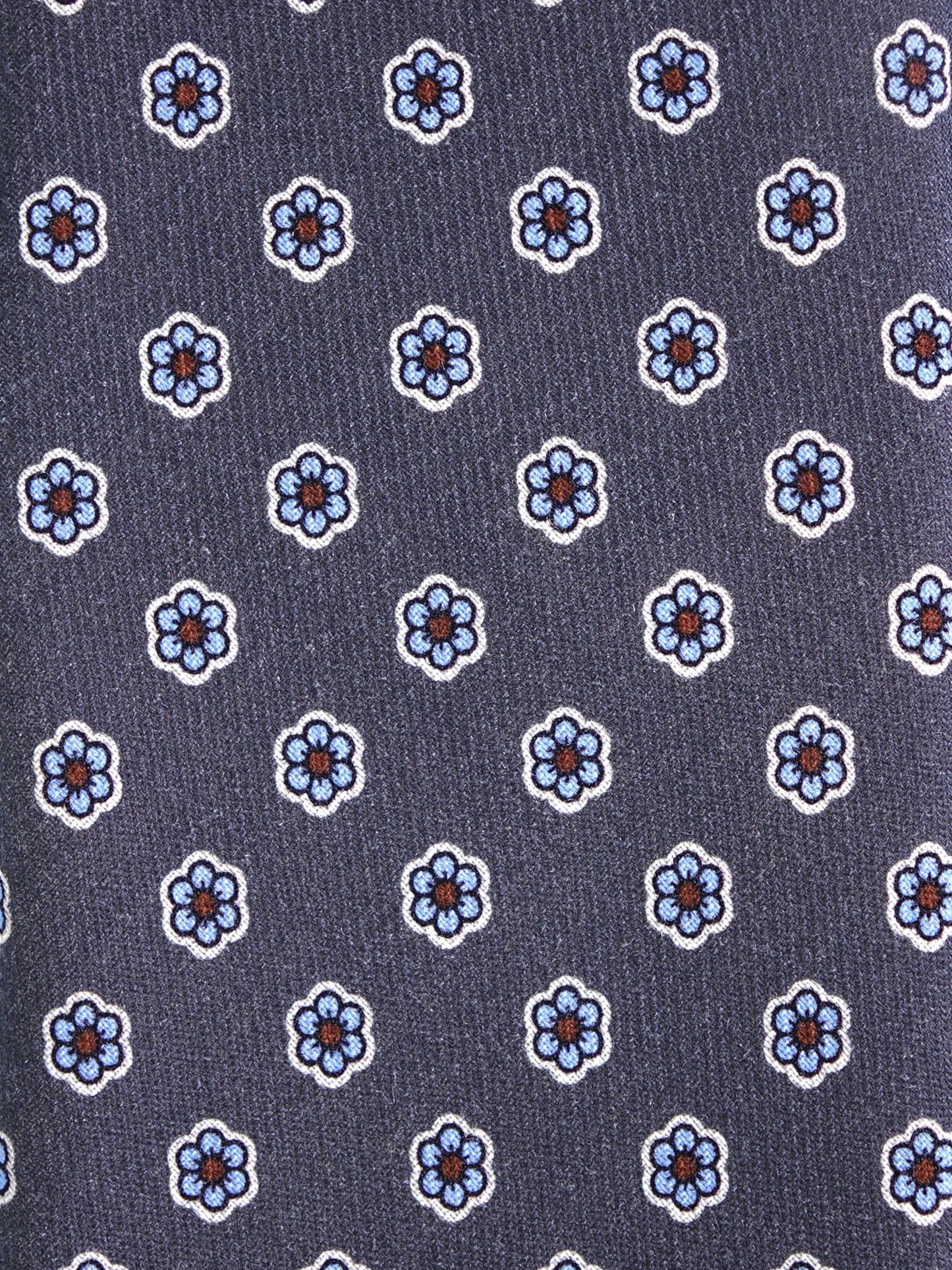 BARBUTI 3-fold tie in dark grey printed challis wool