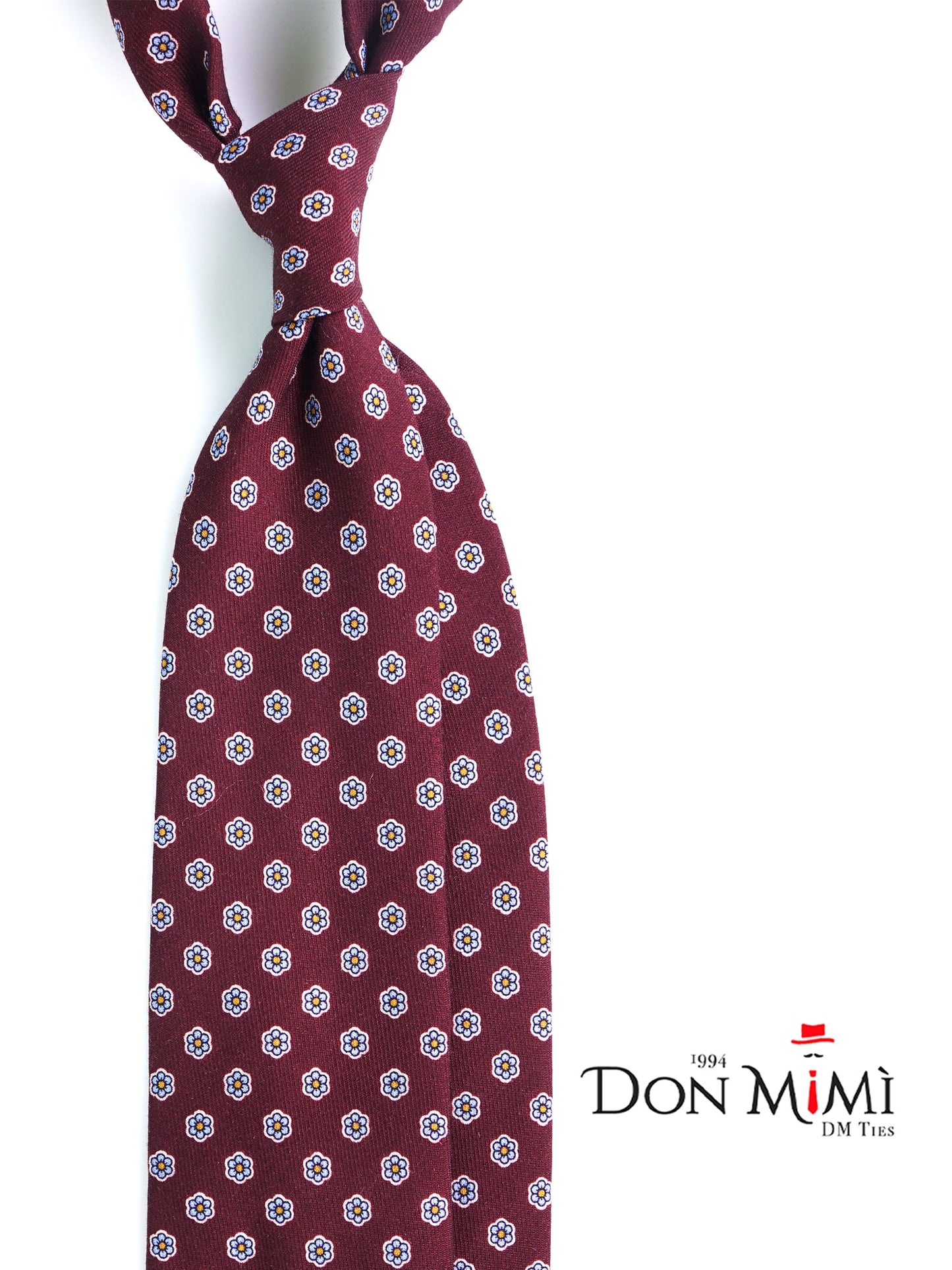 BARBUTI 3-fold tie in dark red printed wool challis