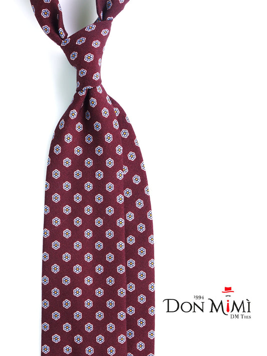 BARBUTI 3-fold tie in dark red printed wool challis