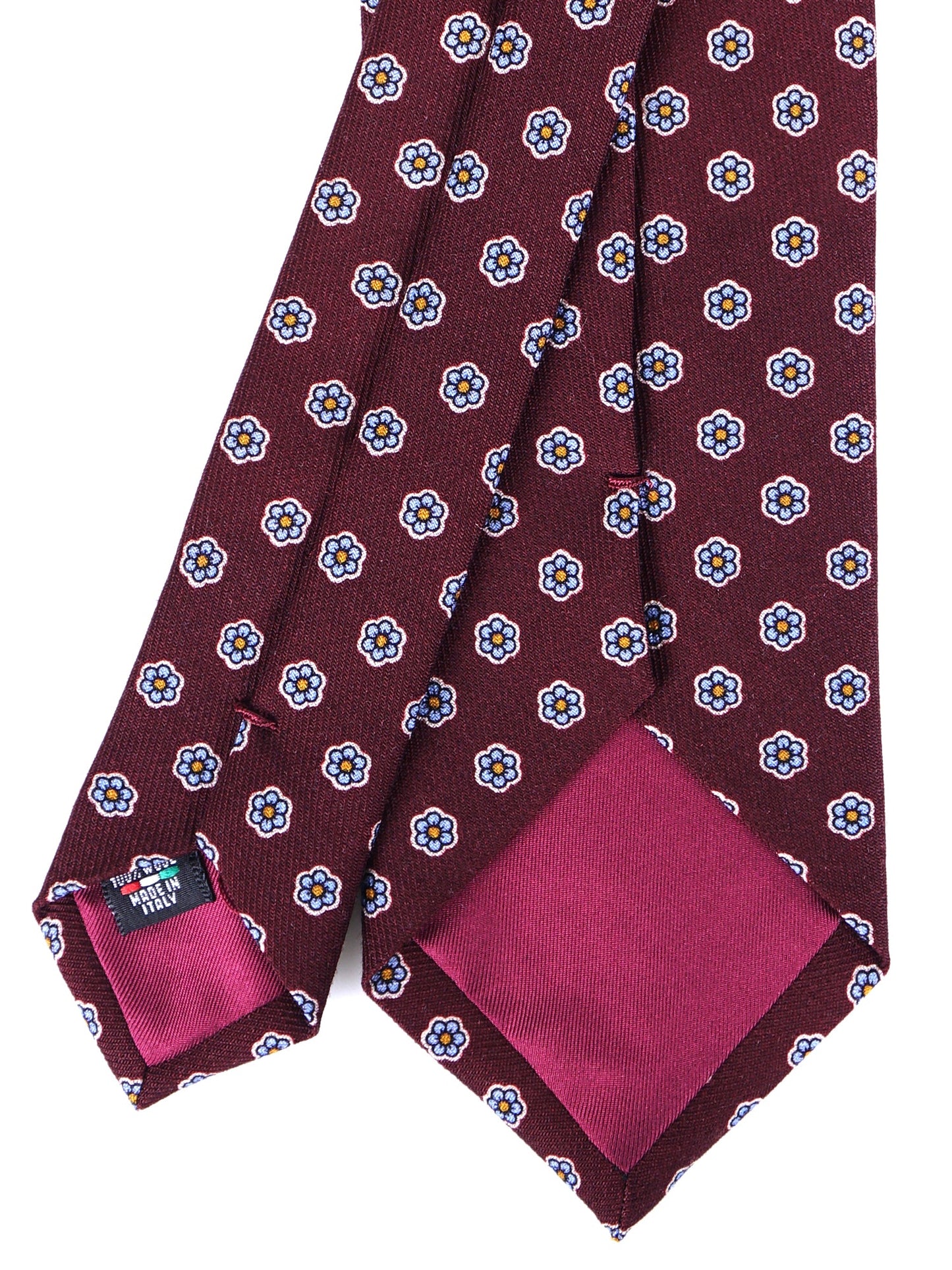 BARBUTI 3-fold tie in dark red printed wool challis