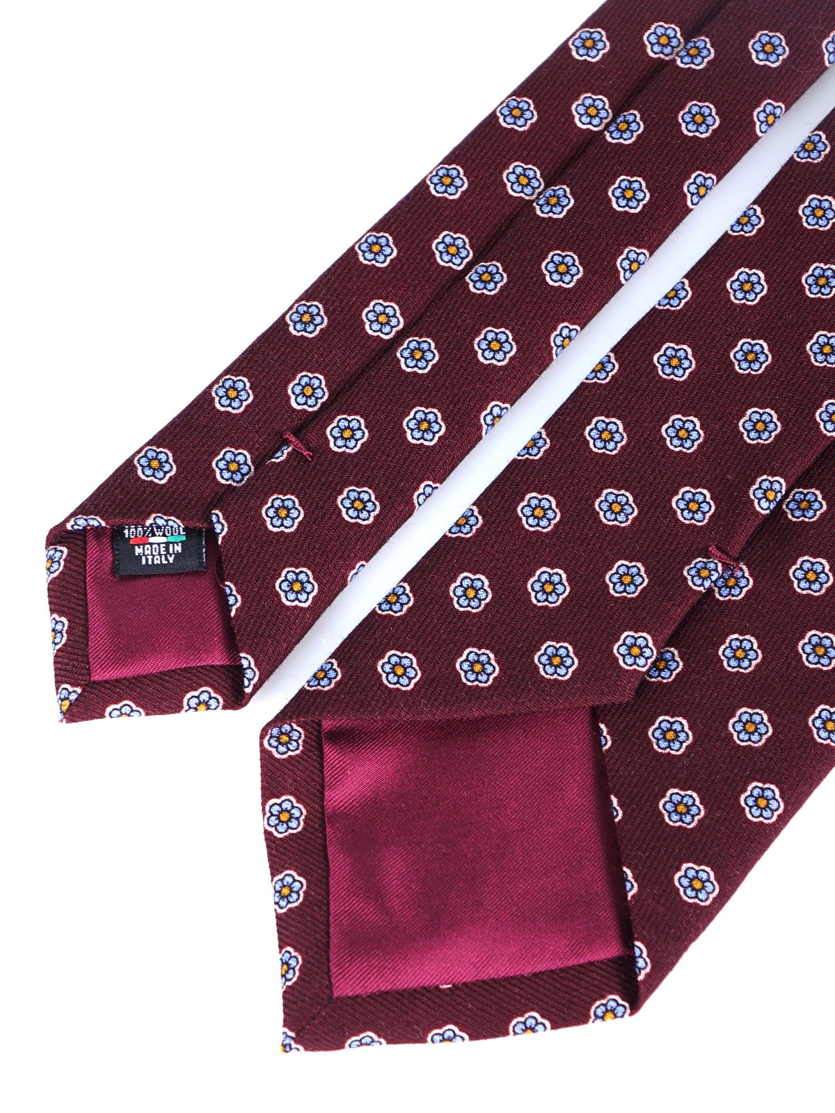 BARBUTI 3-fold tie in dark red printed wool challis