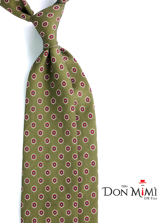 BARBUTI 3-fold tie in green printed challis wool