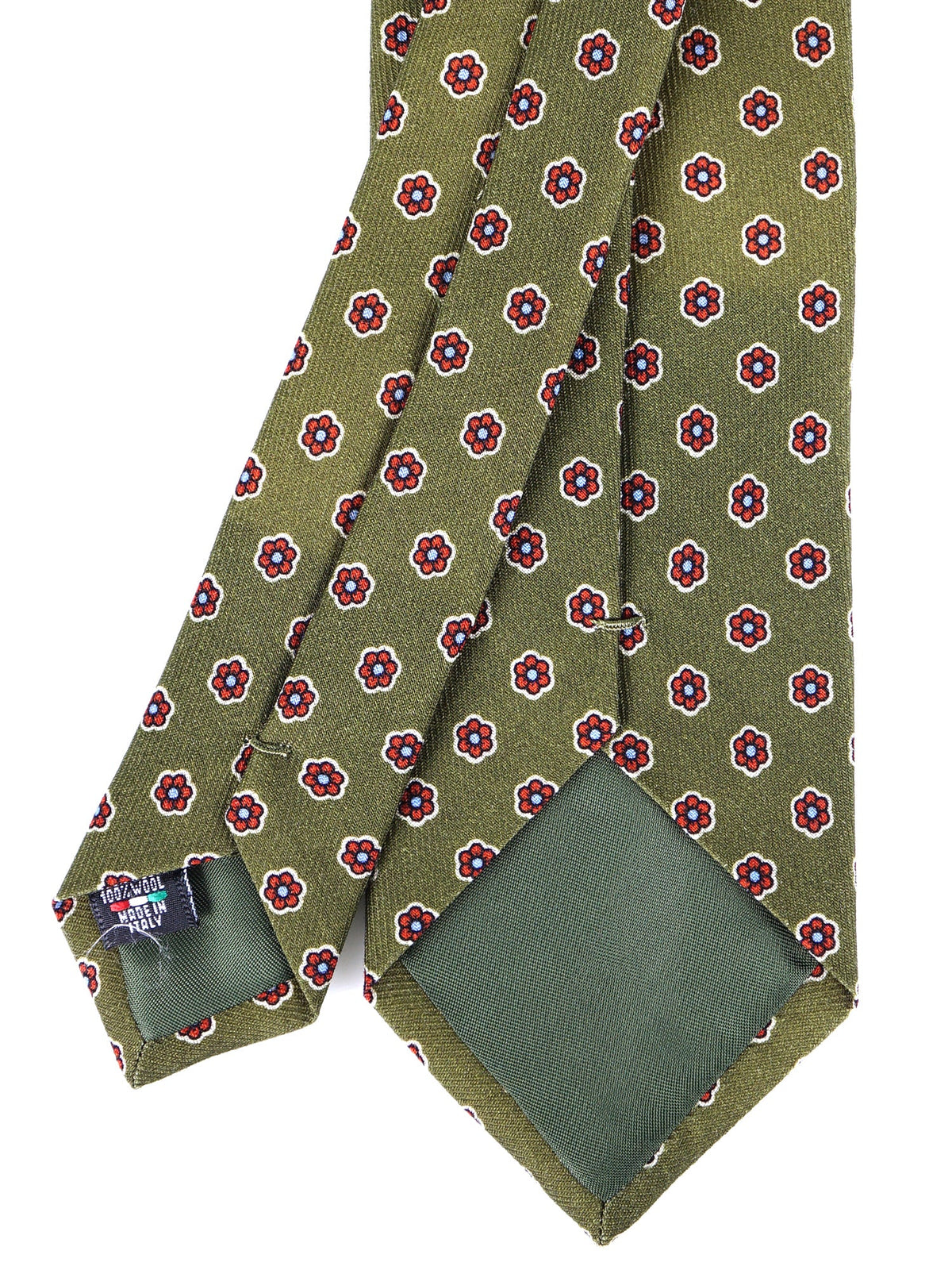 BARBUTI 3-fold tie in green printed challis wool