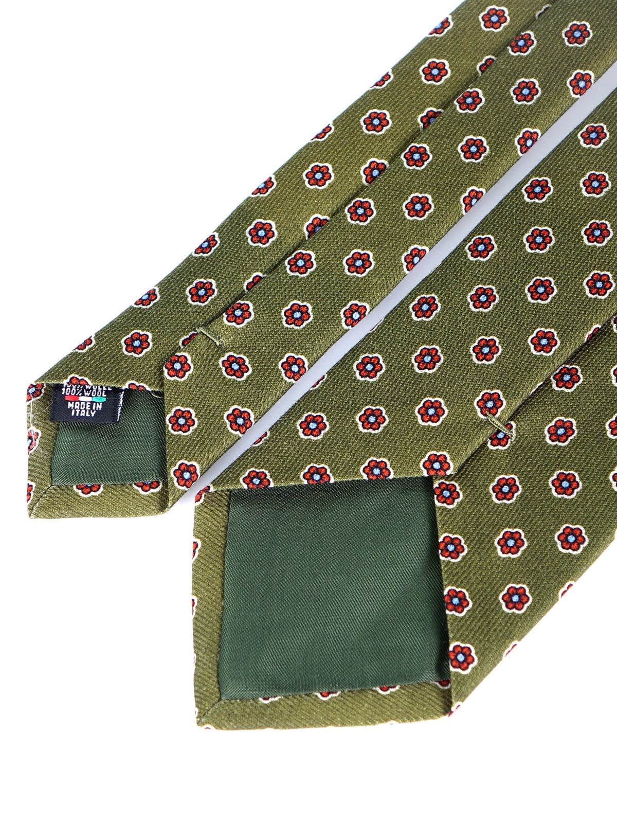 BARBUTI 3-fold tie in green printed challis wool