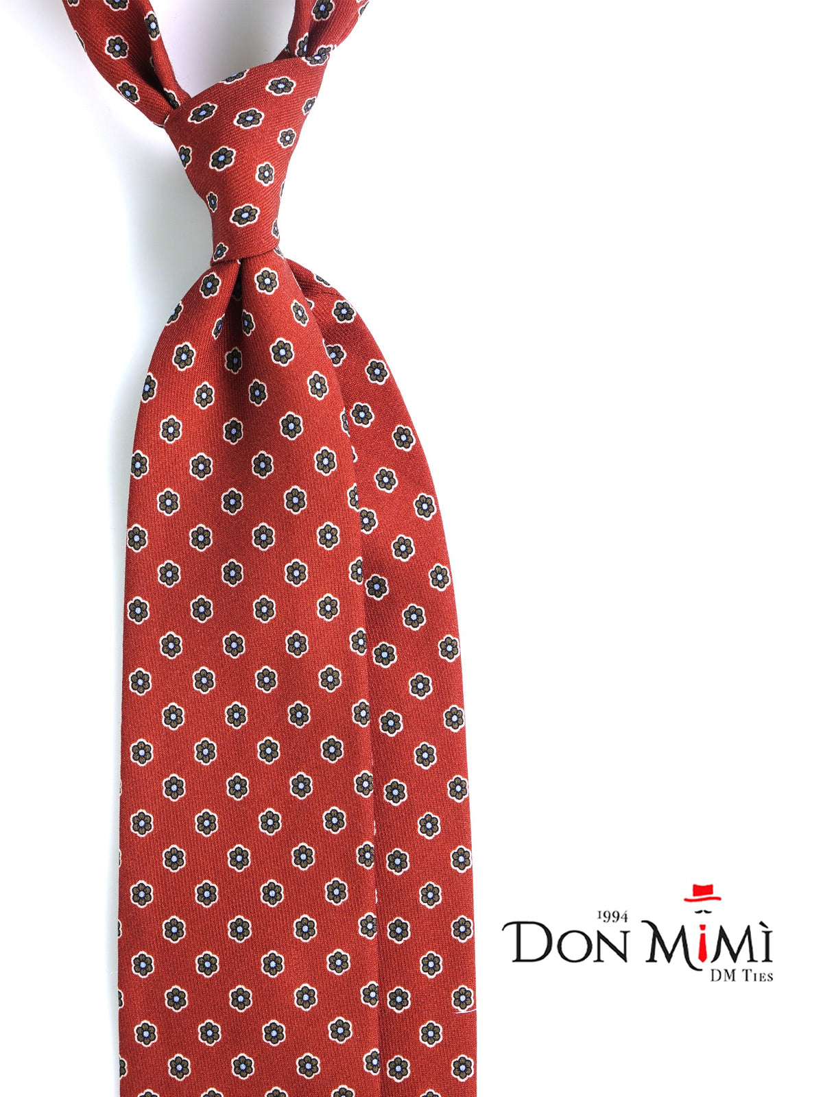 BARBUTI 3-fold tie in light brown printed challis wool