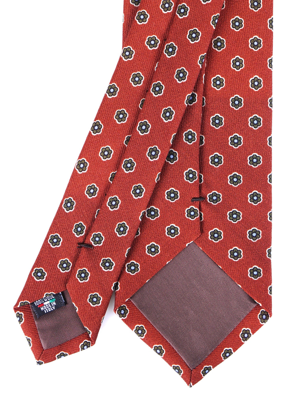 BARBUTI 3-fold tie in light brown printed challis wool