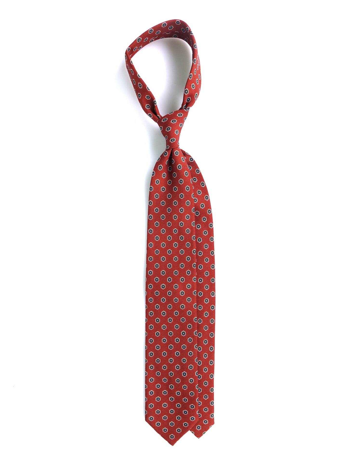 BARBUTI 3-fold tie in light brown printed challis wool