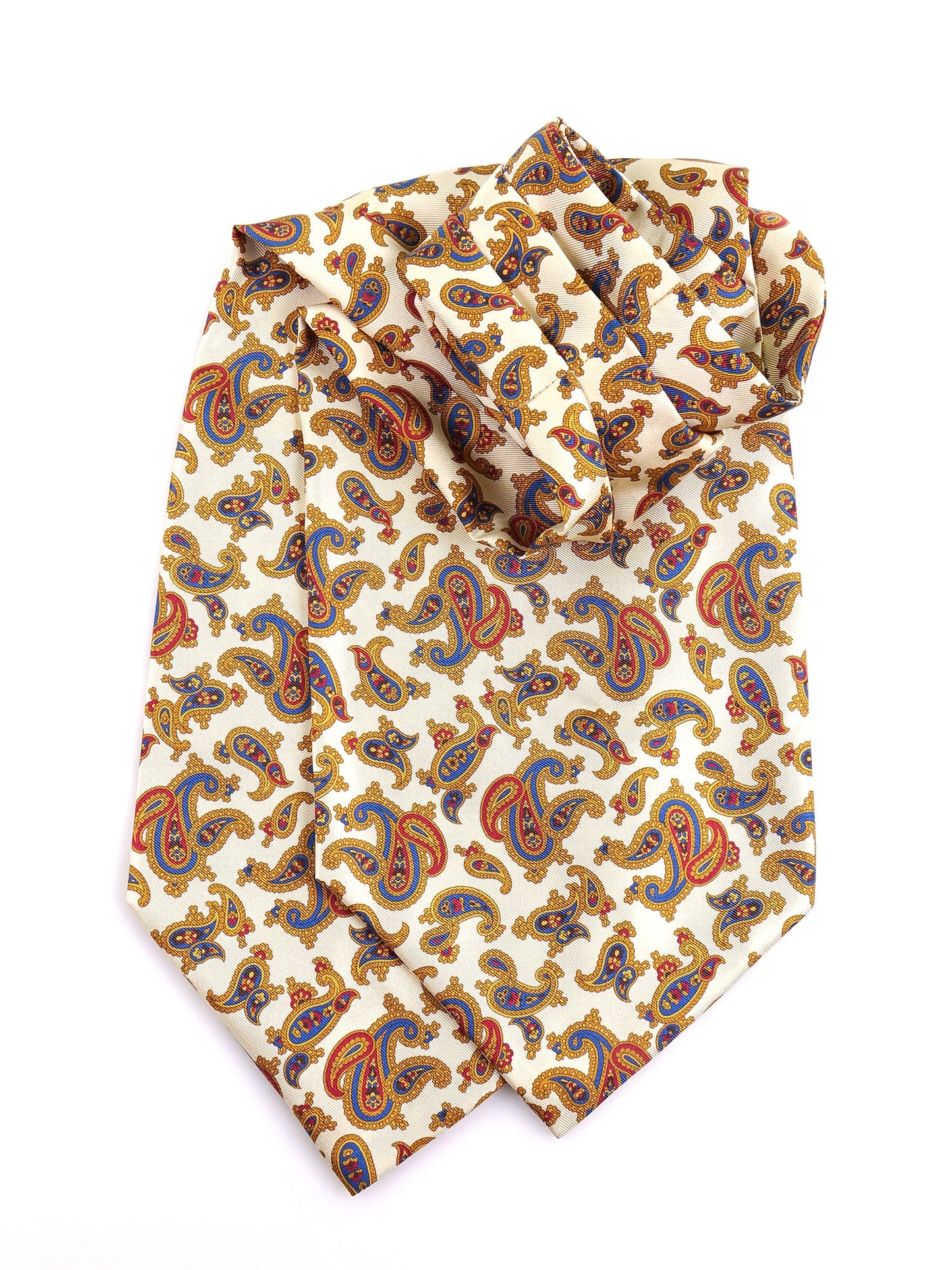 Beige double-pointed twill silk ascot BARONE