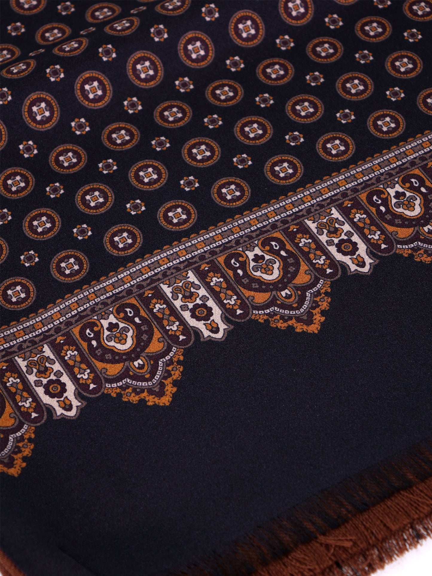 Black printed silk\wool double-faced scarf BARUBA