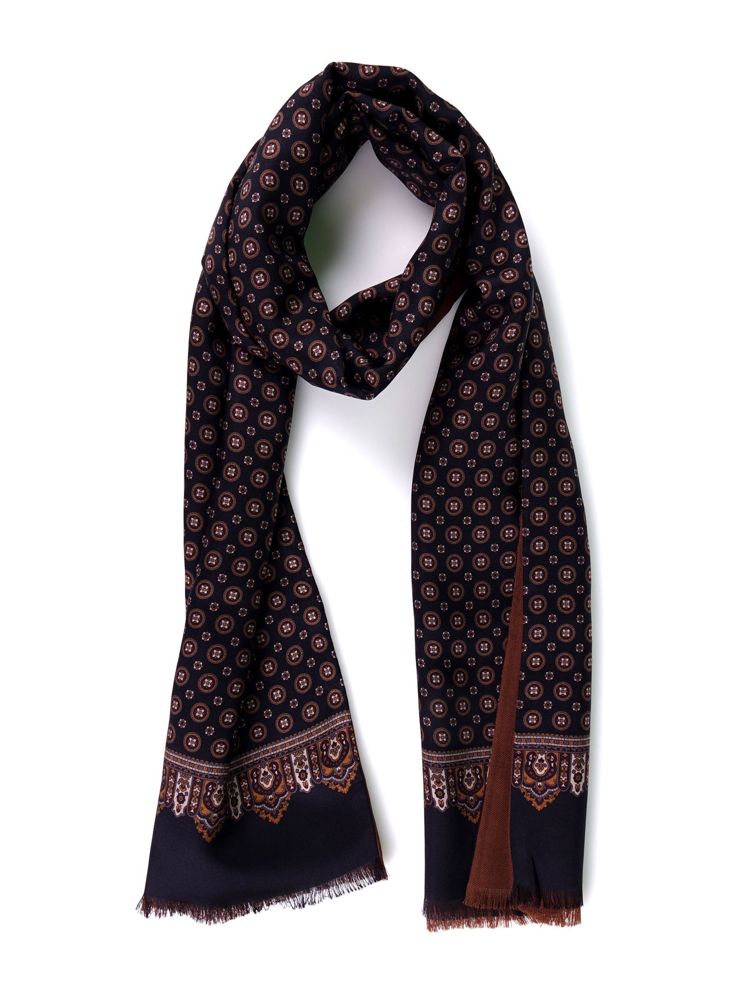 Black printed silk\wool double-faced scarf BARUBA