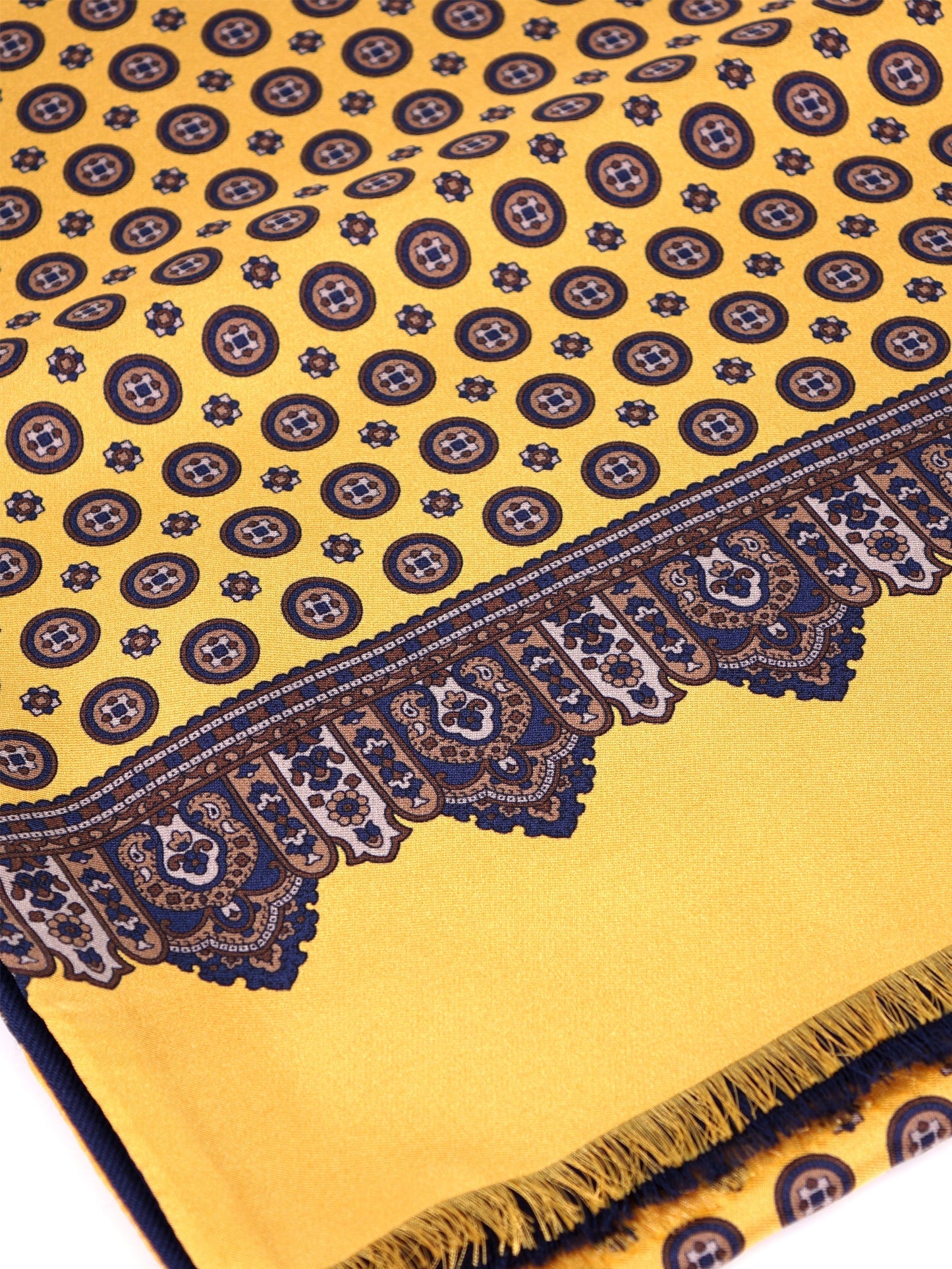 Yellow BARUBA printed silk/wool double-faced scarf