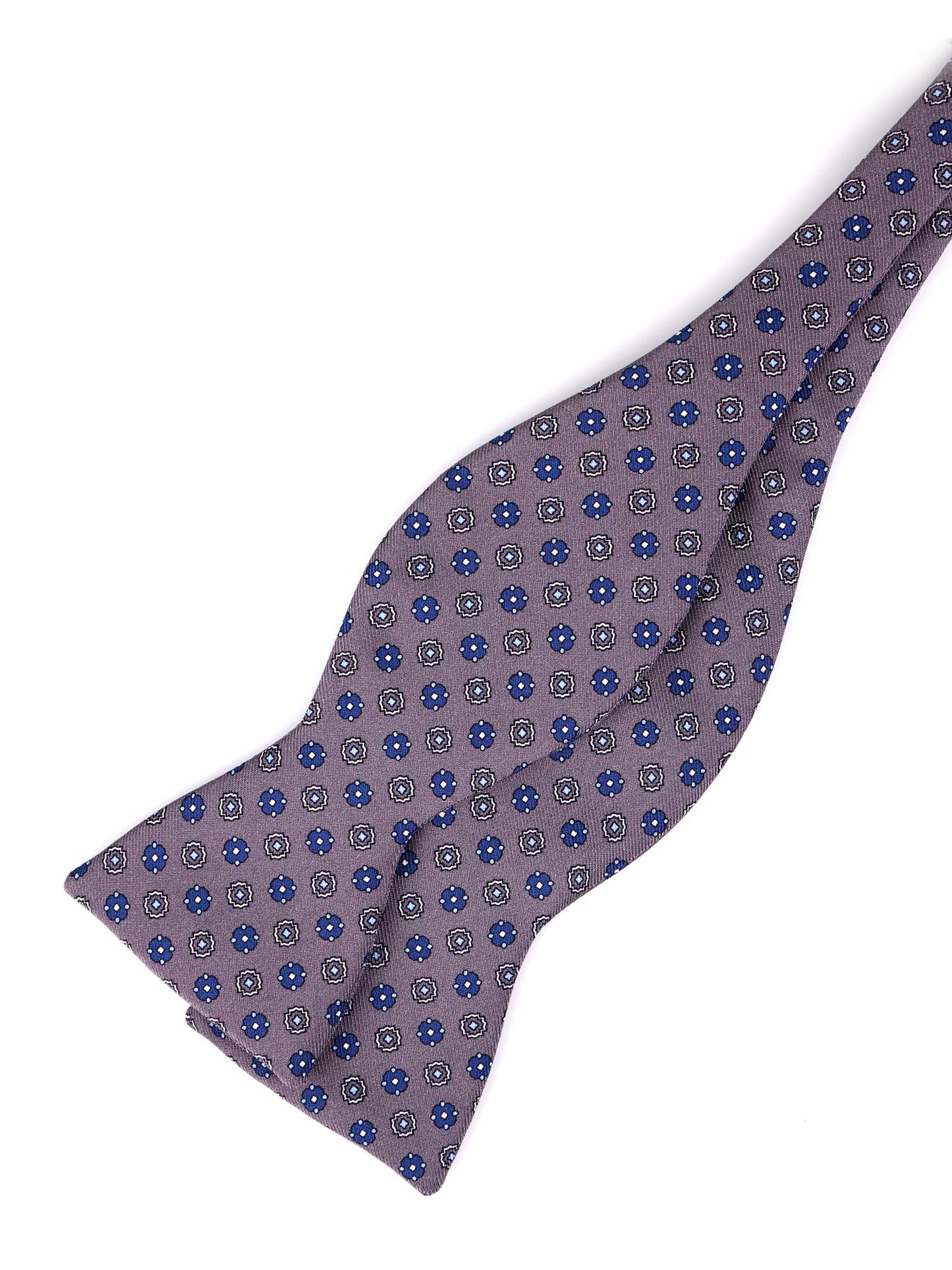 BERRY Self-Tie Bow Tie in Grey Printed Silk