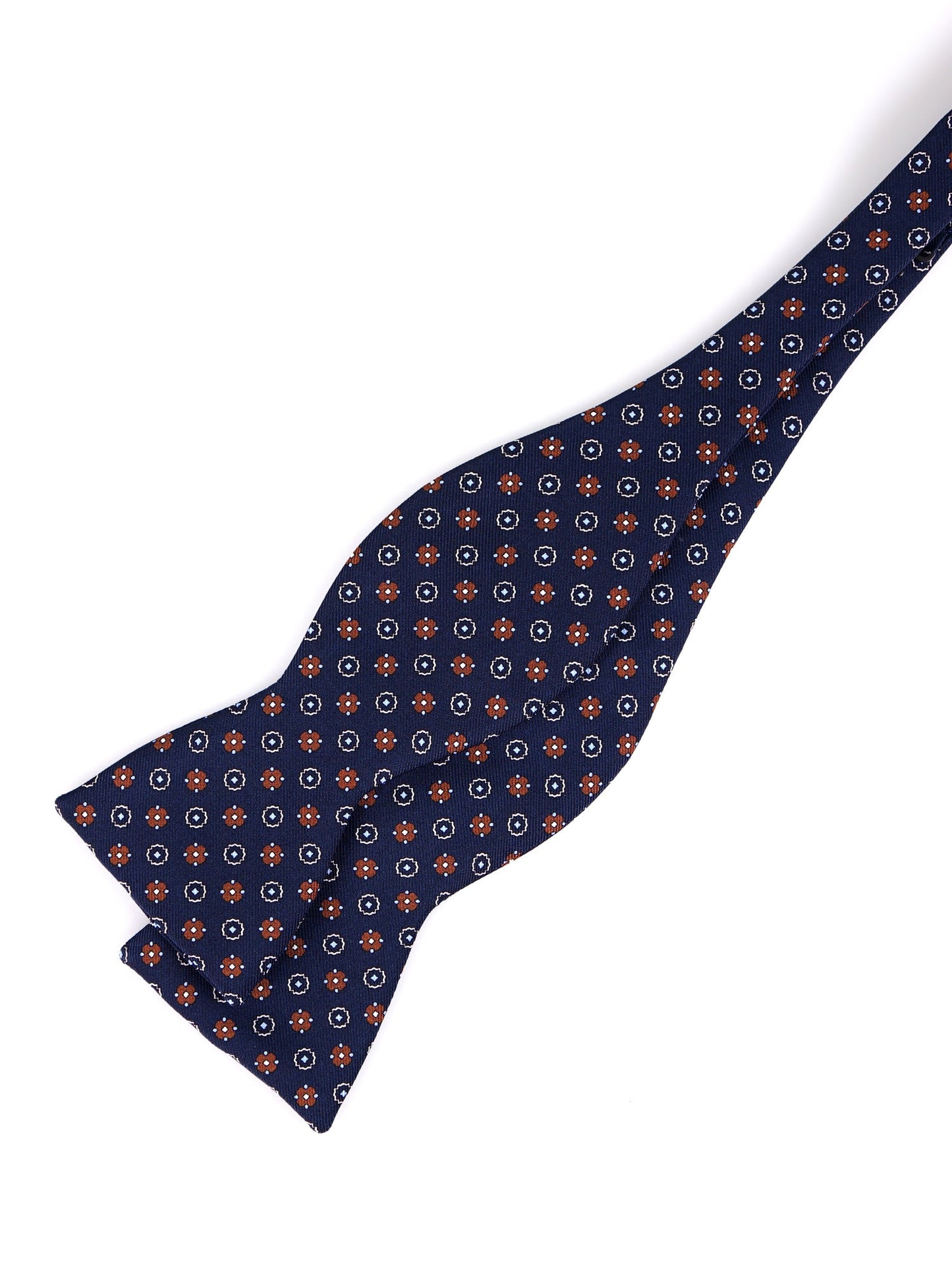 Dark blue BERRY printed silk self-tie bow tie