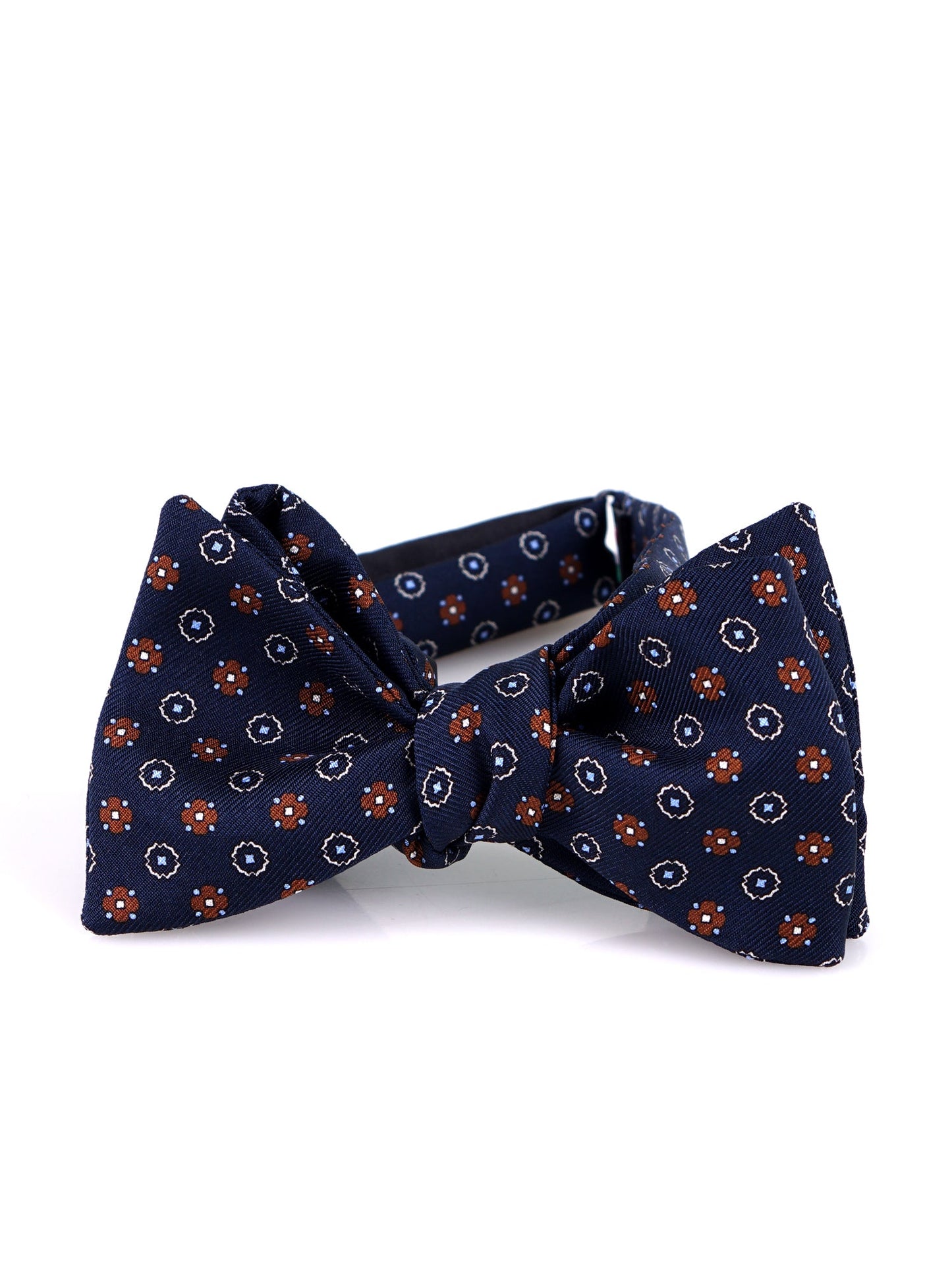 Dark blue BERRY printed silk self-tie bow tie