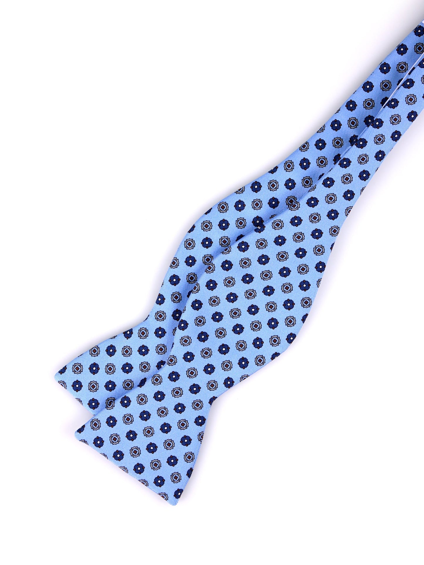 BERRY self-tie bow tie in light blue printed silk