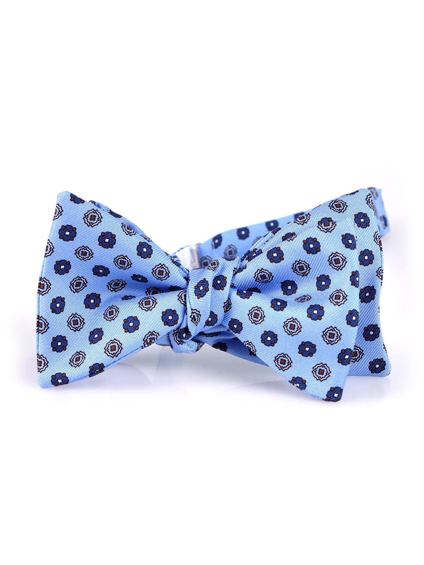 BERRY self-tie bow tie in light blue printed silk